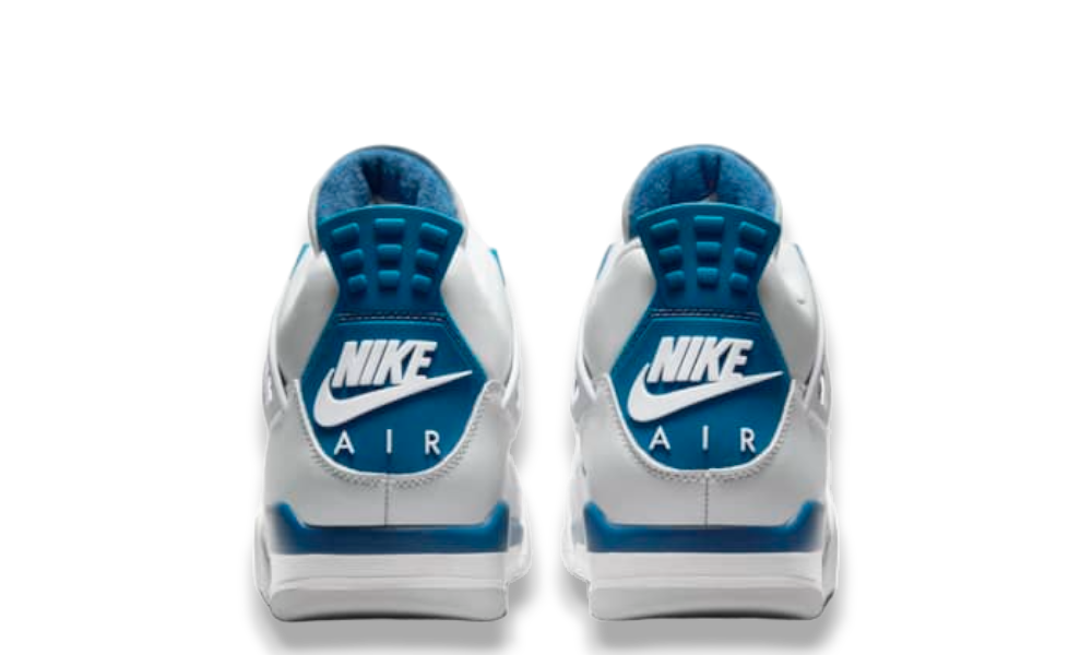 Jordan 4 Military Blu composta da dettagli blu su base bianca in pelle