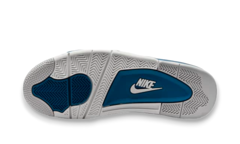 Jordan 4 Military Blu composta da dettagli blu su base bianca in pelle
