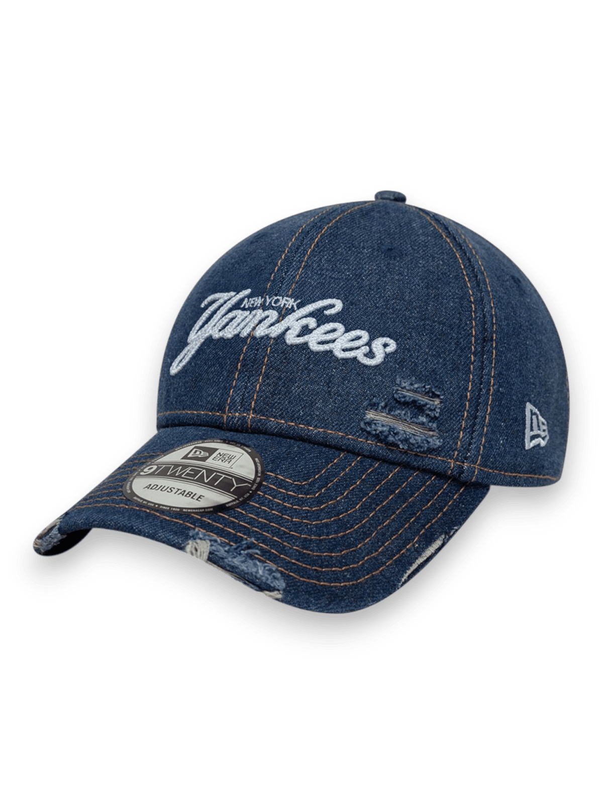 New Era New York Yankees MLB Denim Distressed Blu Navy 9Twenty