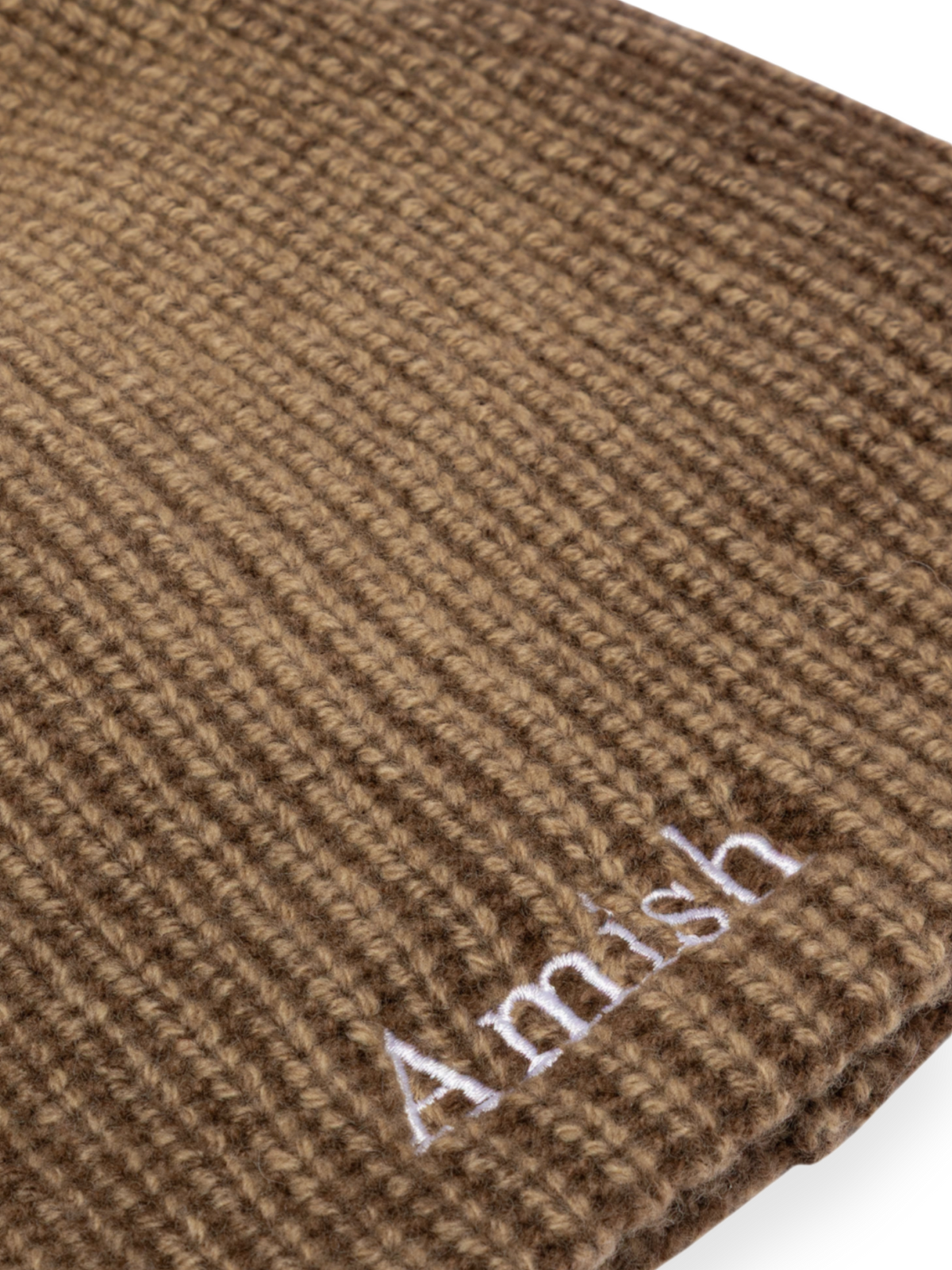 Amish Beanie Hat In Wool Taupe/Dark Brown