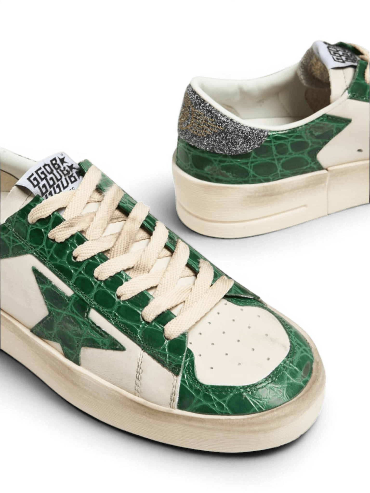 Golden Goose Stardan Sneakers Green White With Swasovsi