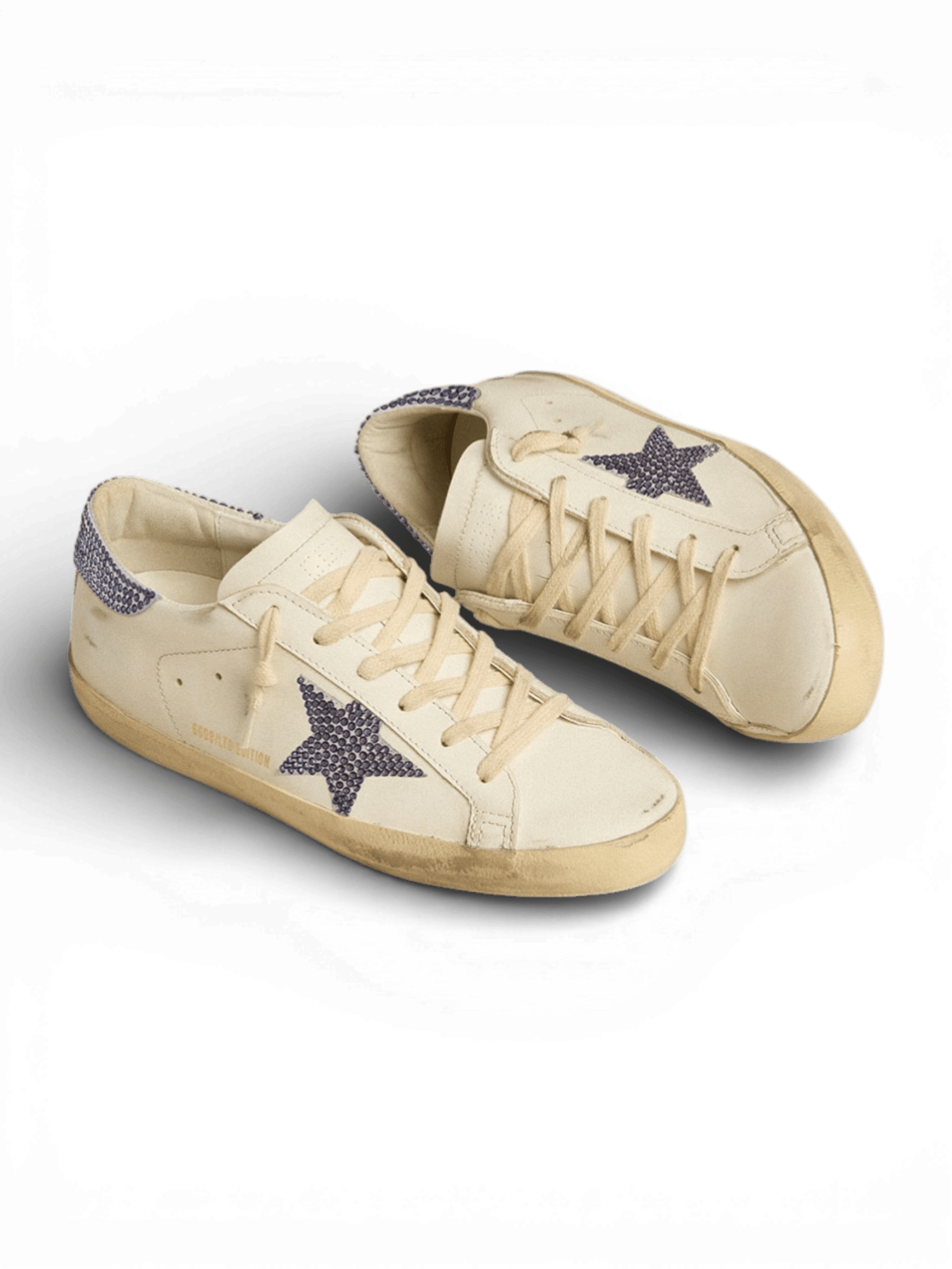Golden Goose Super-Star White Cream Swarovski Heel