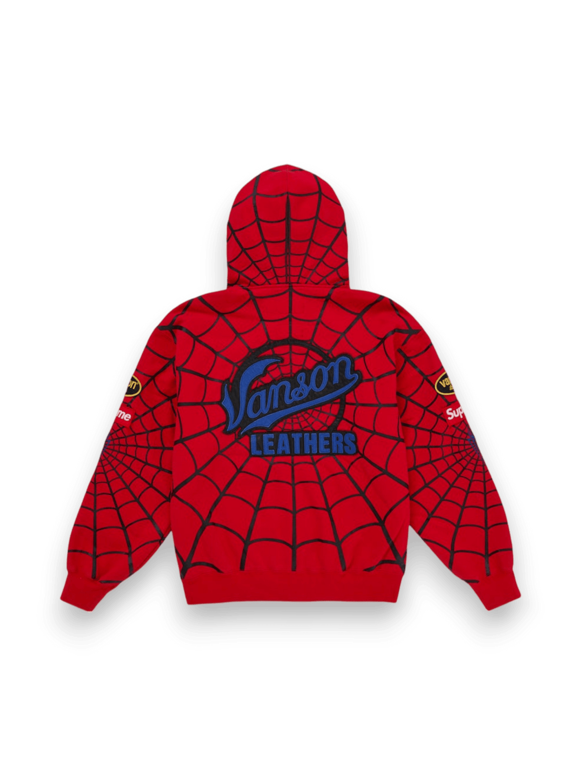 Supreme Vanson Leathers Spider-Man Zip Up Hooded Sweatshirt Red