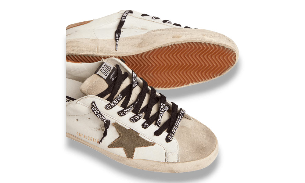 Golden Goose Super-Star White Olive Green Brown Heel