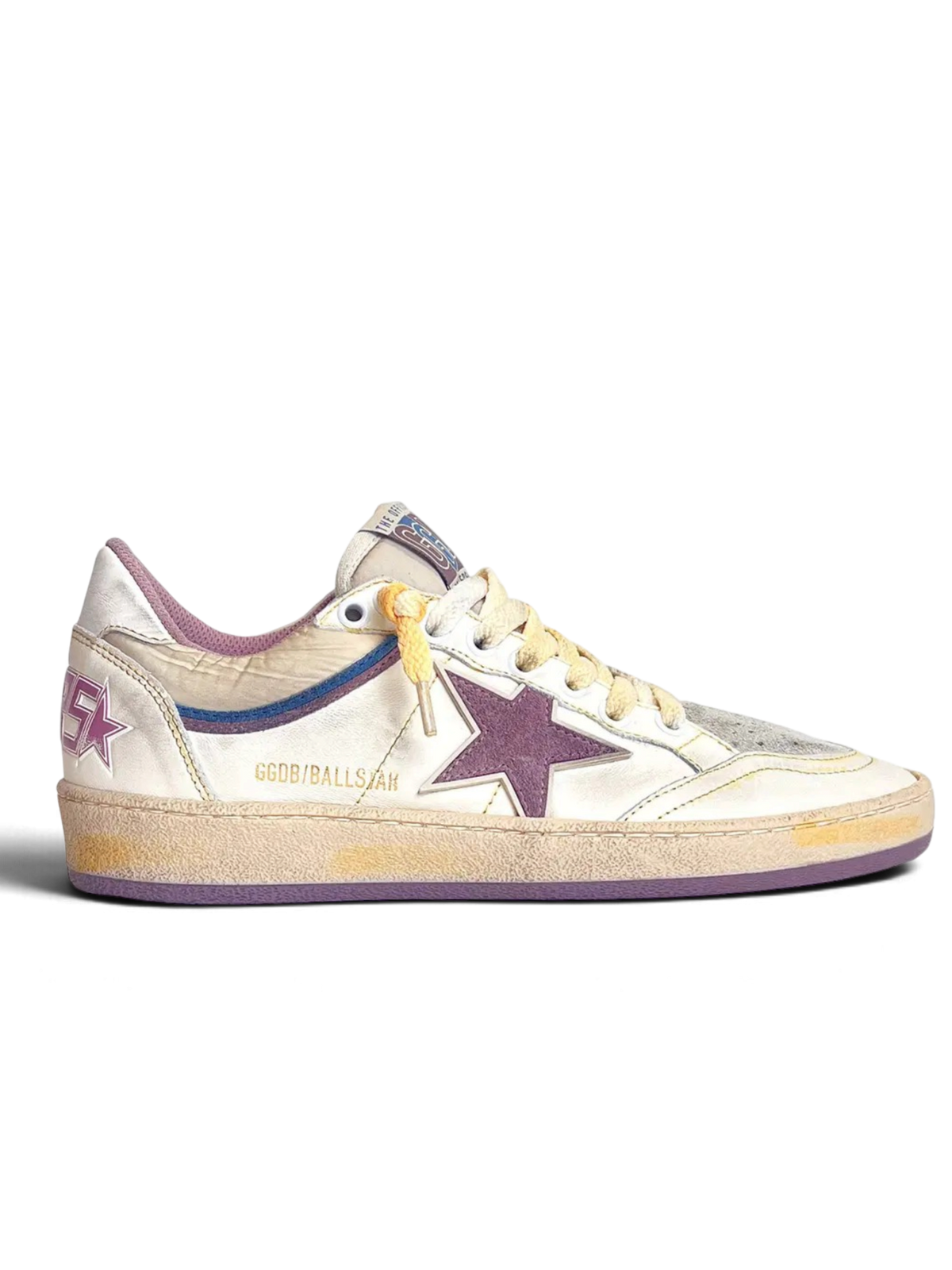 Golden Goose Ball Star White Purple Leather Suede