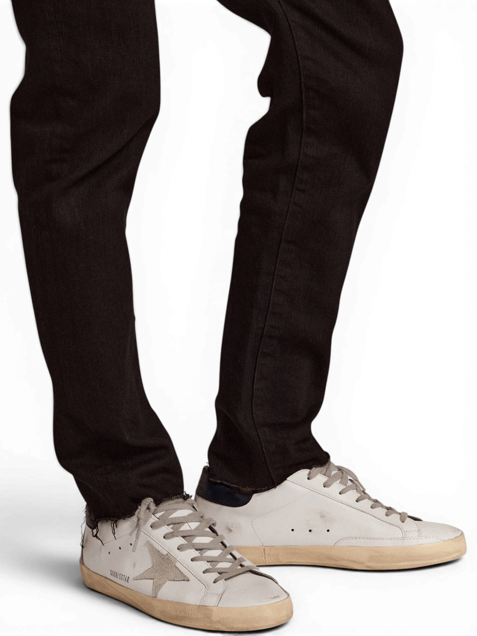 Golden Goose Super-Star White With Navy Heel