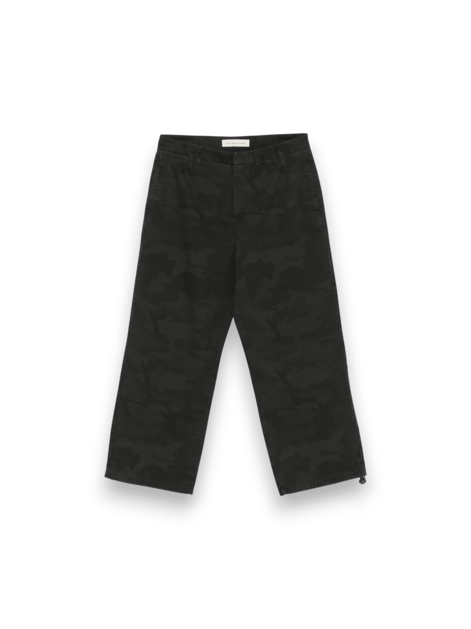 STAY HUMAN ON EARTH RIPSTOP TROUSERS BLACK CAMO
