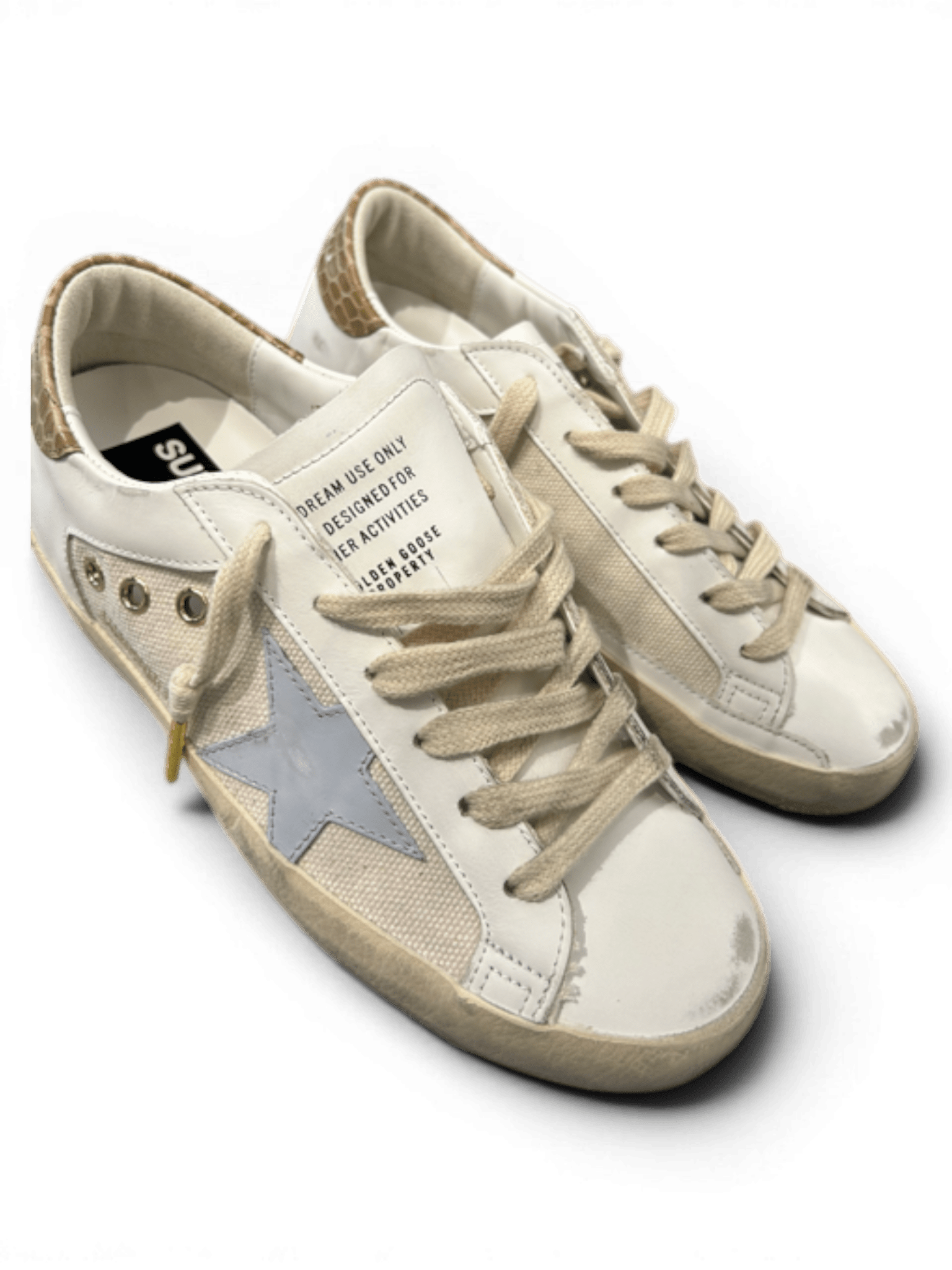 Golden Goose Super-Star White With Leather Star And Cocco Printer Heel