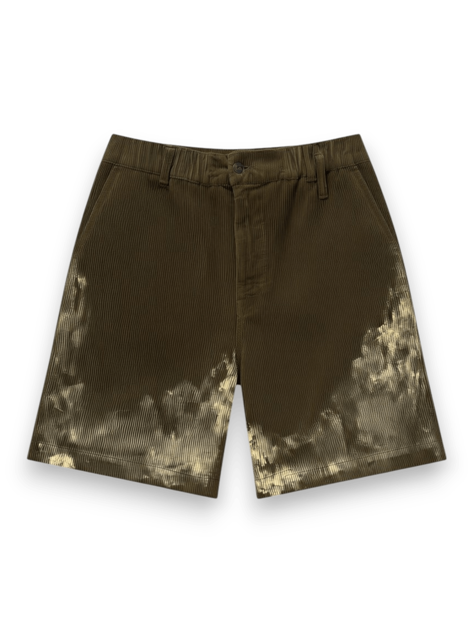 STAY HUMAN ON EARTH DIRTY DESTROYED CORDUROY BERMUDA SHORT OLIVE NIGHT