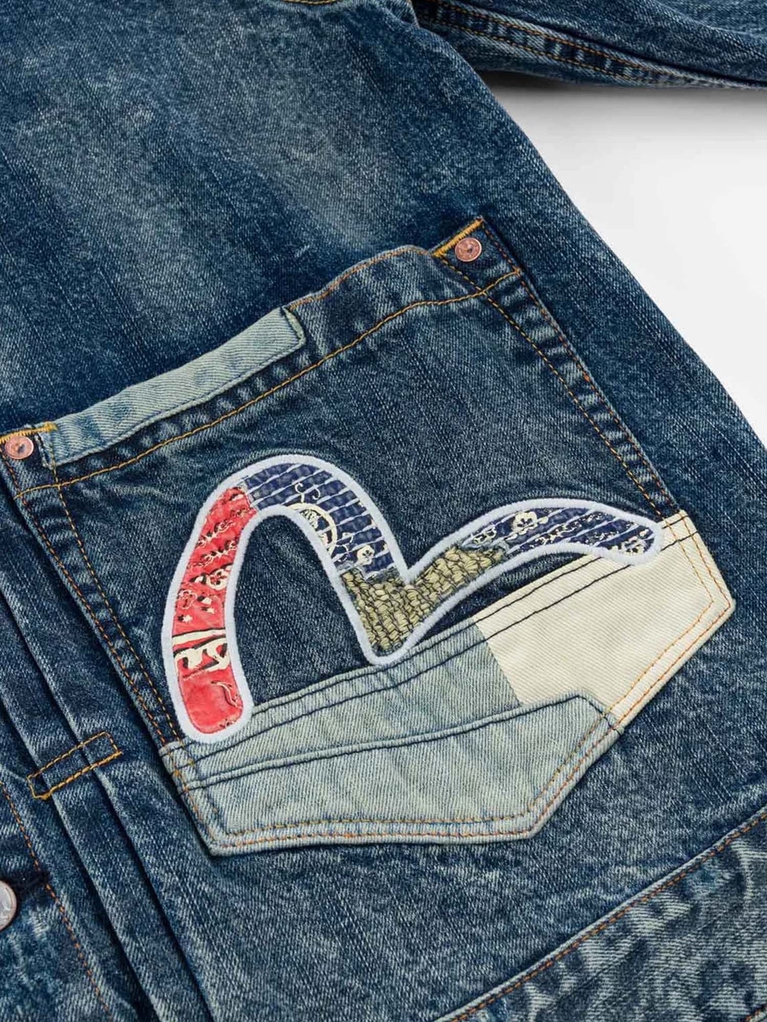 Evisu Denim Jacket Boro Seagull Patch Pocket