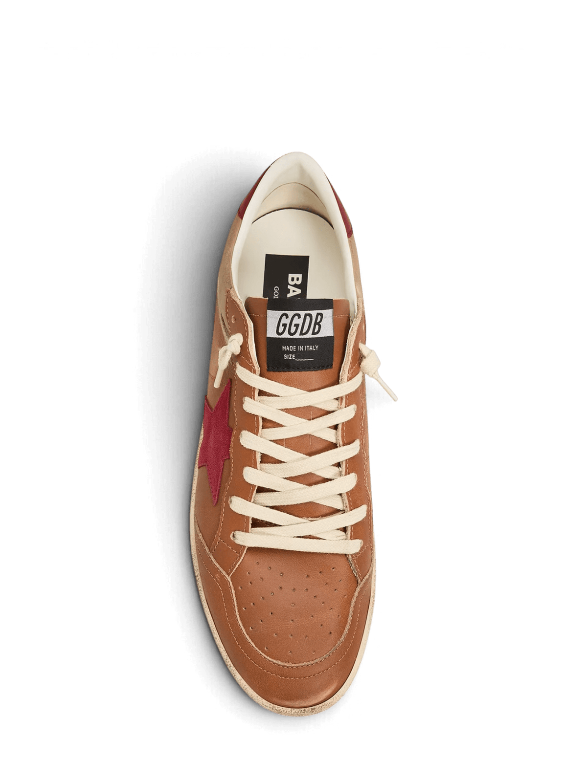 Golden Goose Men's Ballstar Suede-Star Leather Sneakers Brown Red