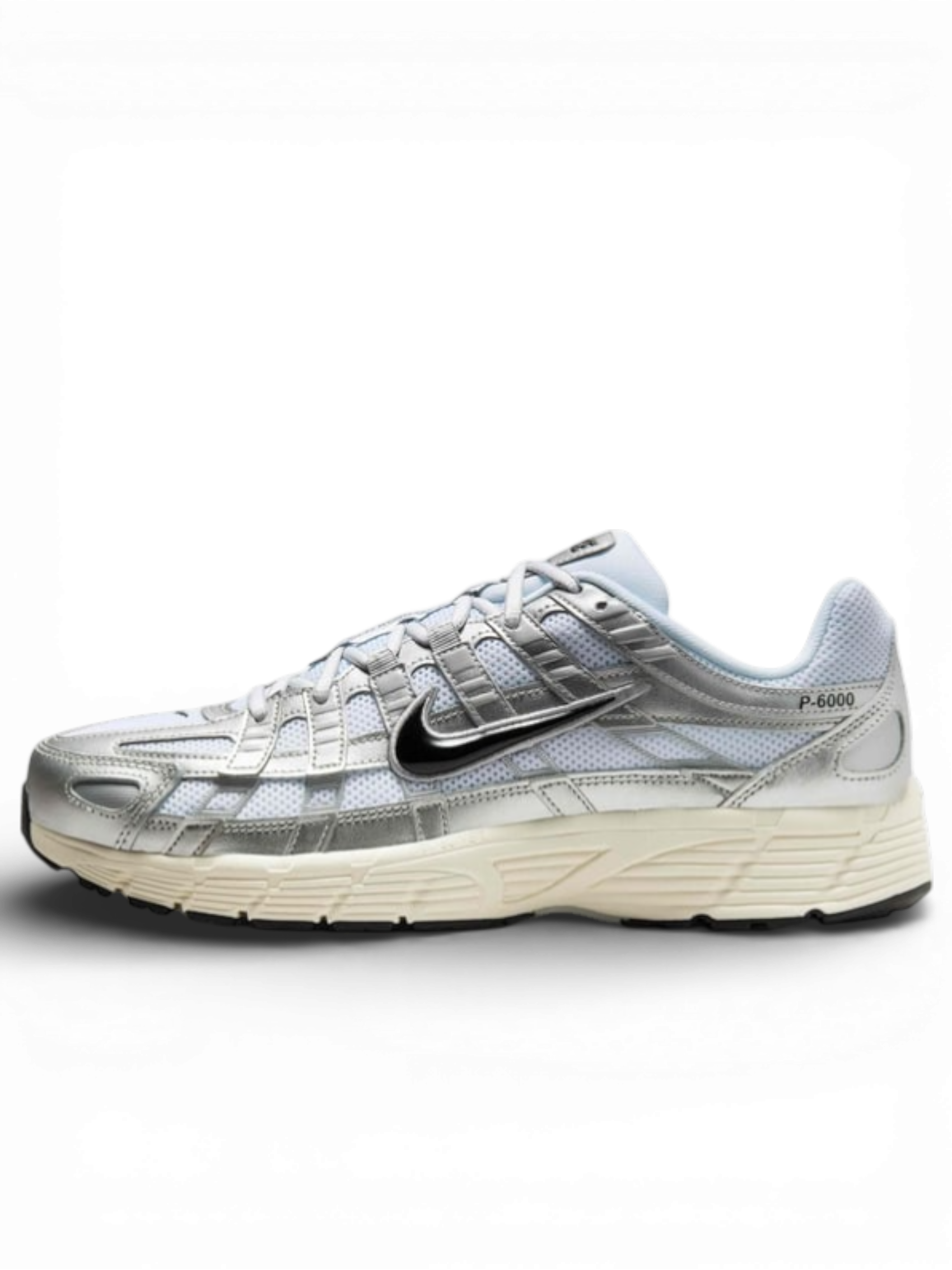 Nike P-6000 White Metallic Silver Flat Silver Black