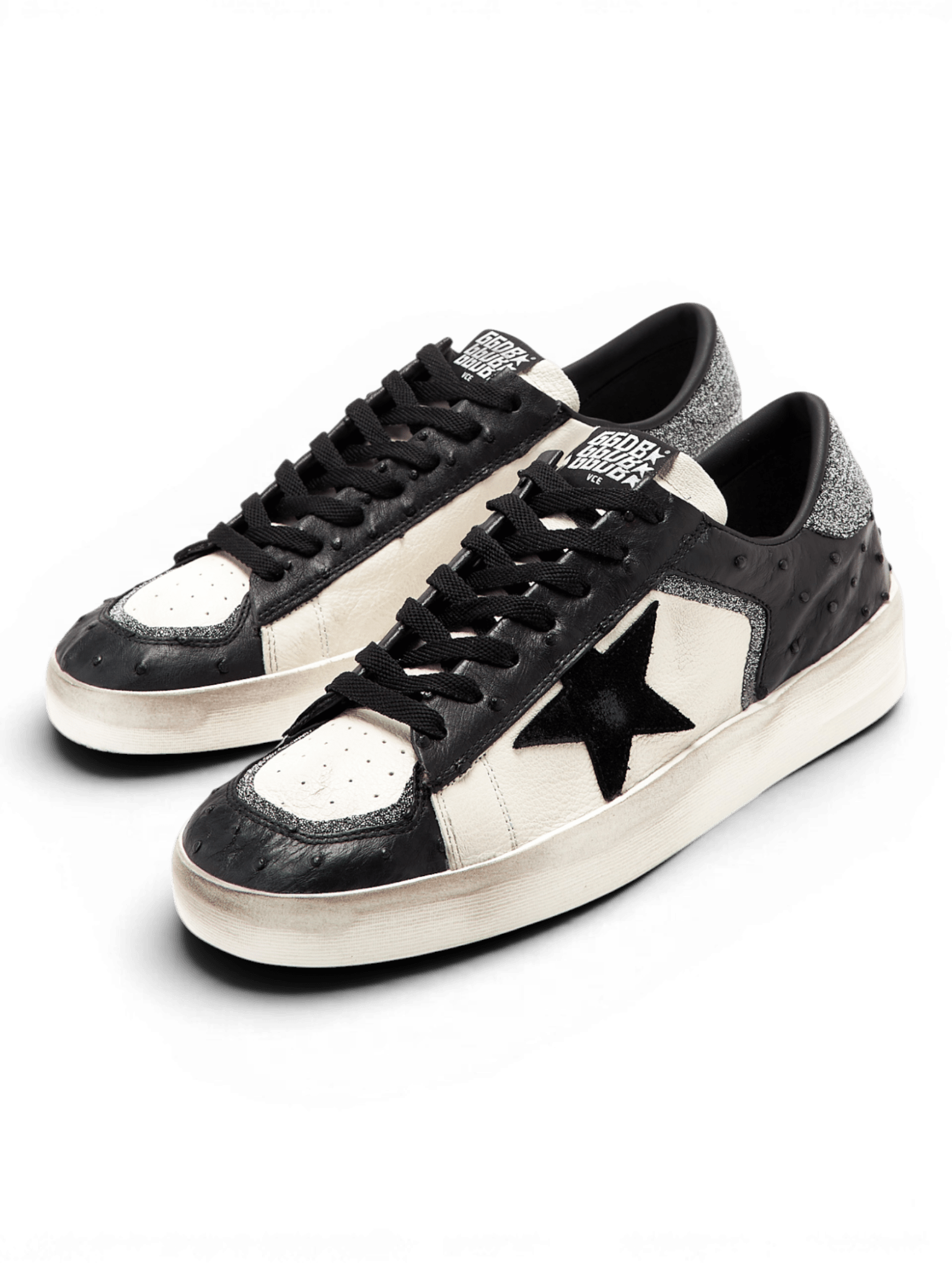 Golden Goose Stardan Black And White With Swarovski Silver