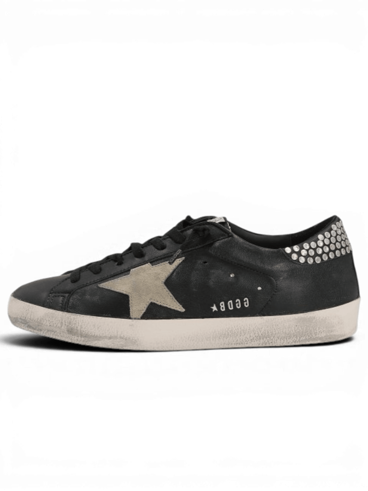Golden Goose Sneakers superstar black with metal studs metal lettering