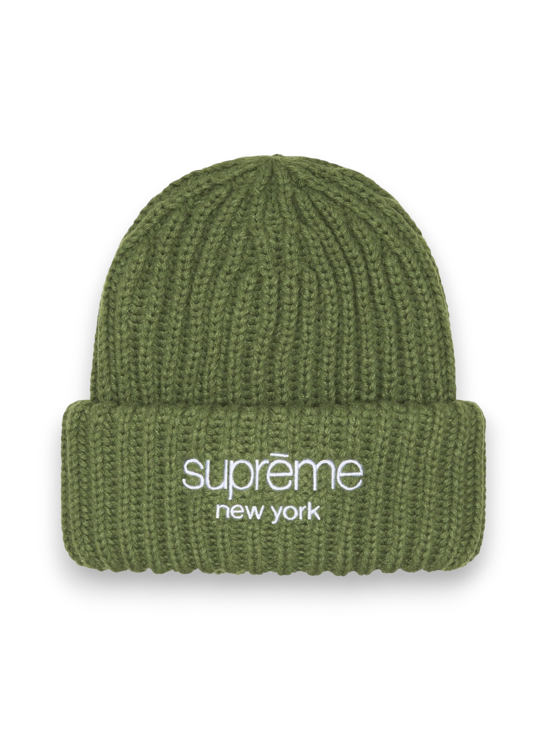 Supreme Classic Logo Chunky Ribbed Beanie Olive