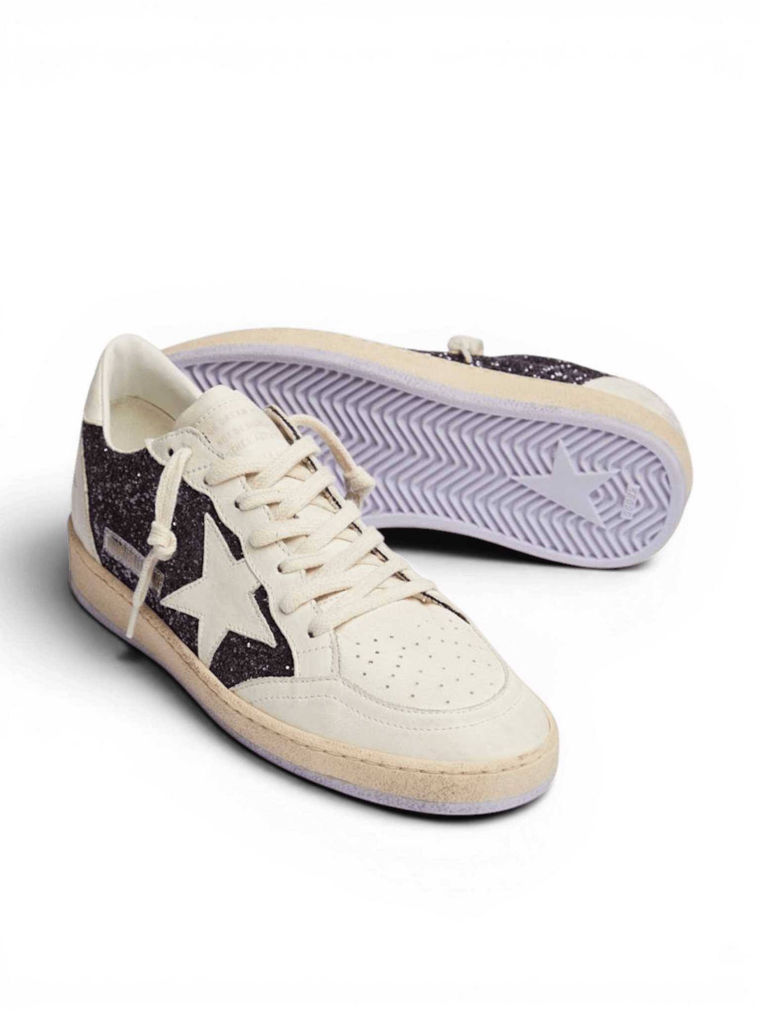 Golden Goose Sneakers Ballstar in pelle e glitter Purple White