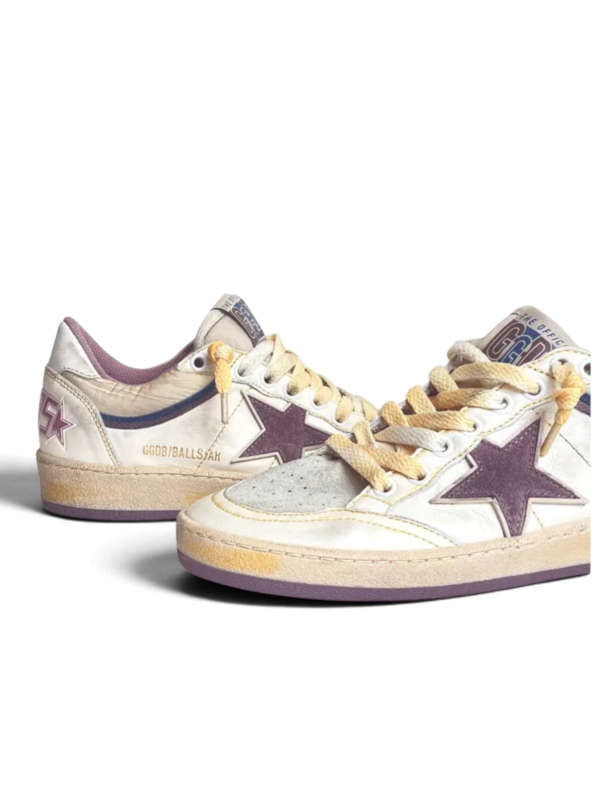 Golden Goose Ball Star White Purple Leather Suede