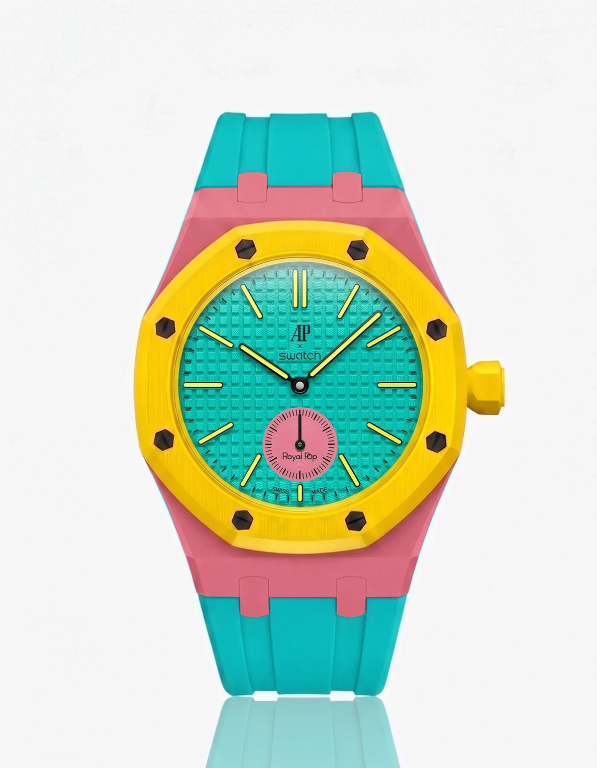 Ap Swatch Royal Pop Bioceramic And Silicone Strap Pink/Green