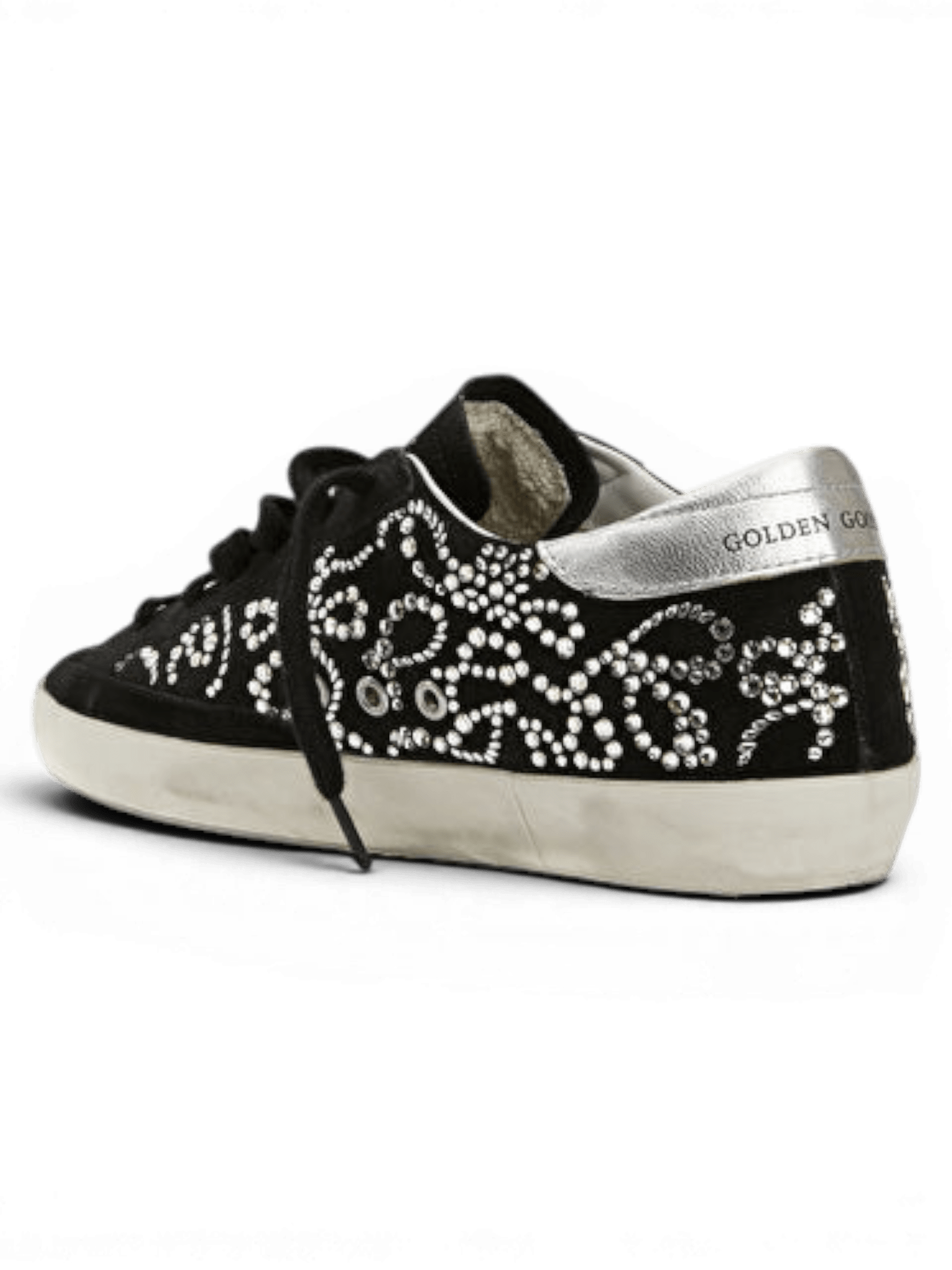 Golden Goose LTD Edition Black Silver Women's Leather Sneaker Swarovski