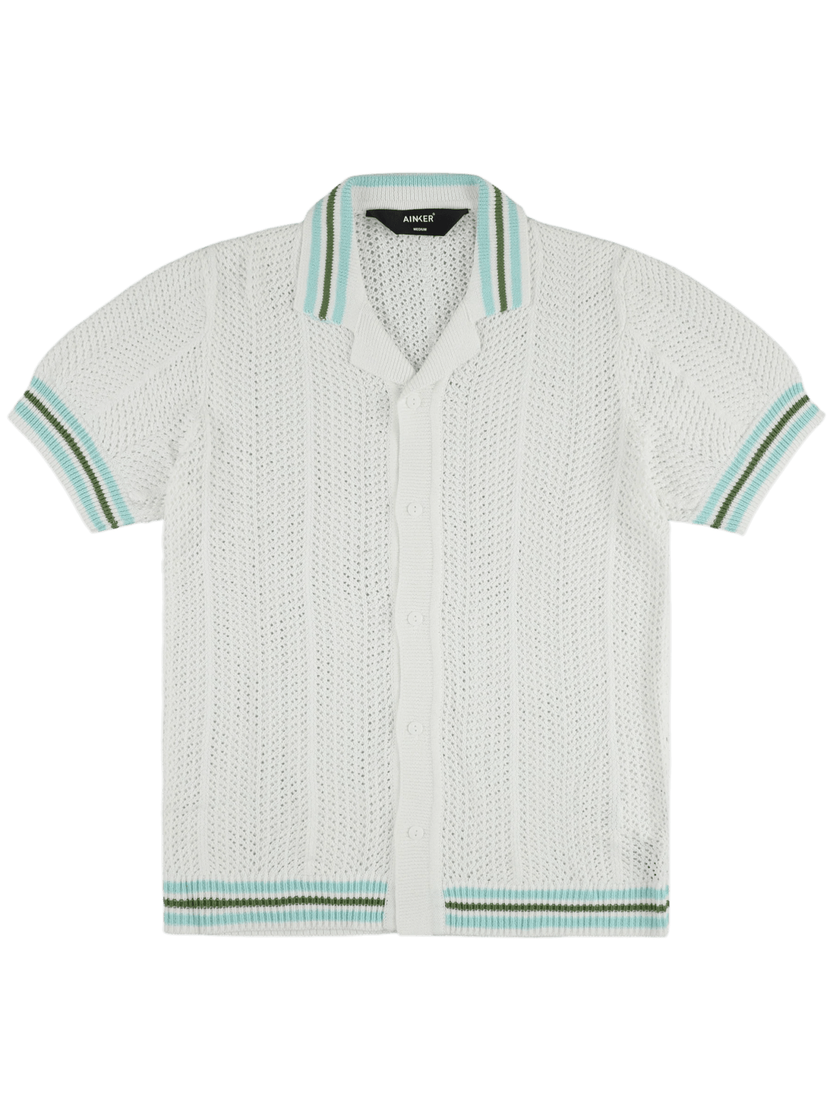 AINKER 802 White Knit Button Shirt