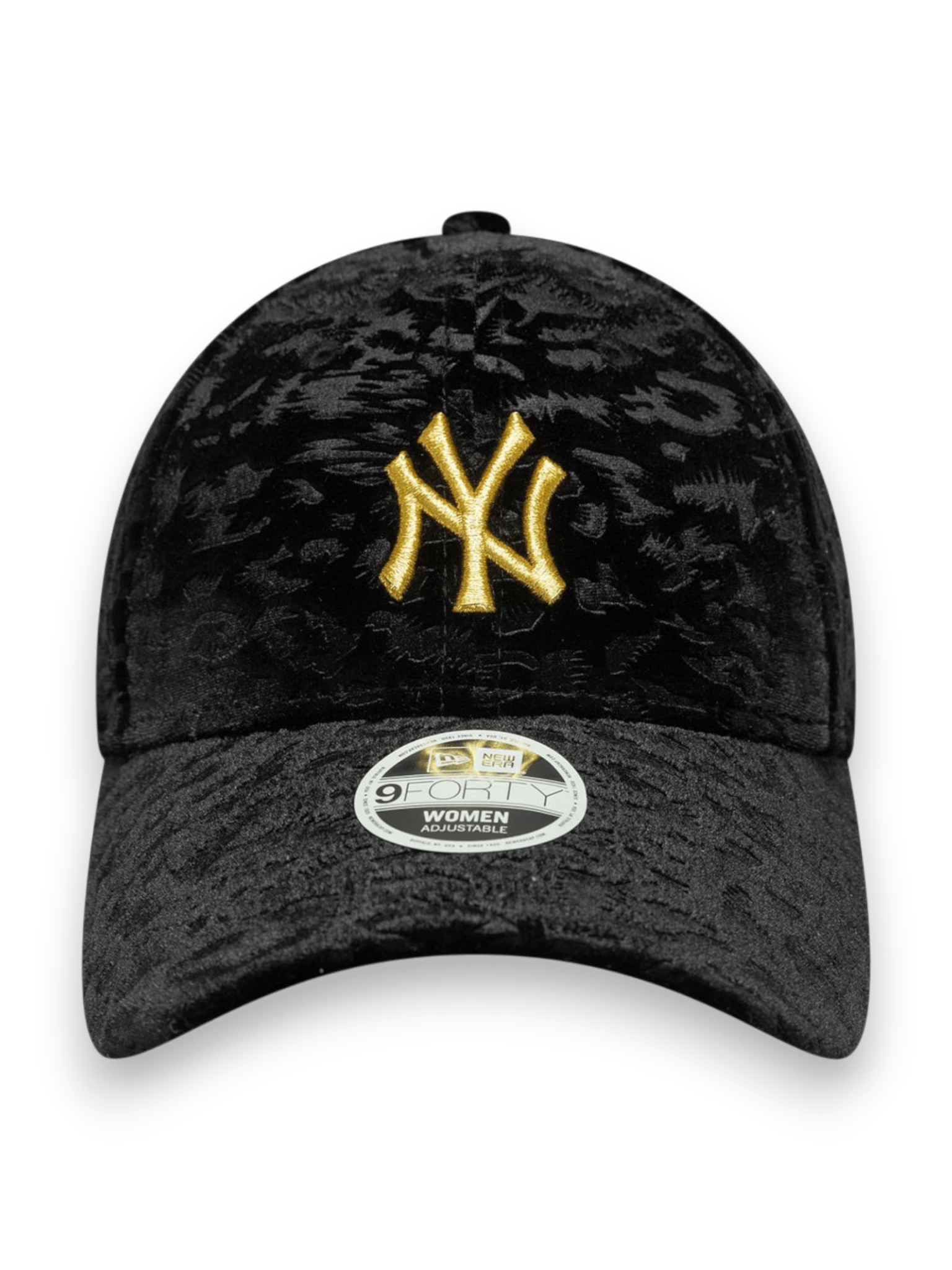 New York Yankees Womens MLB Leo Velour Black 9FORTY Adjustable Cap