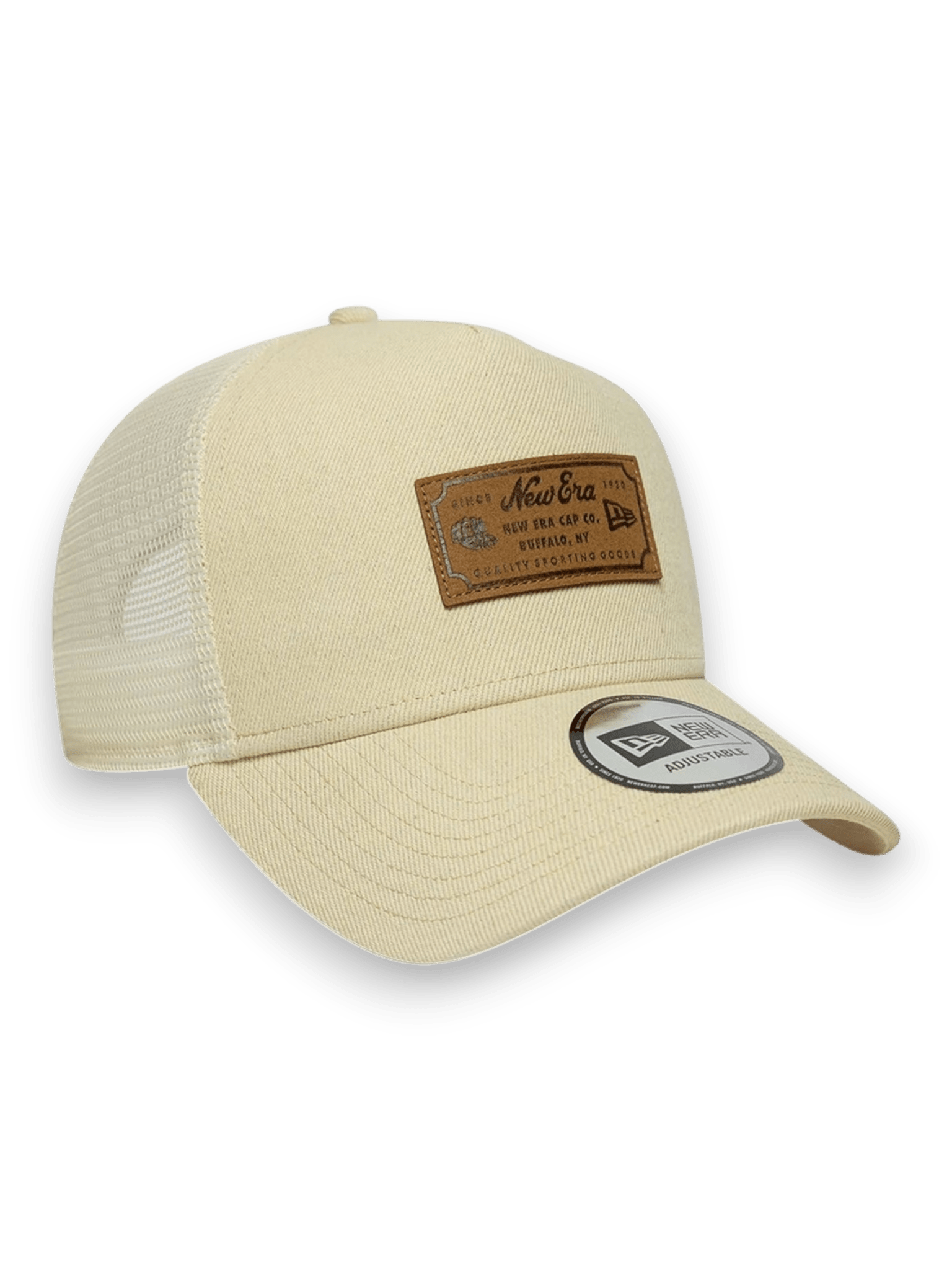 New Era Cap 9FORTY A-Frame Trucker New Era Leather Patch Beige