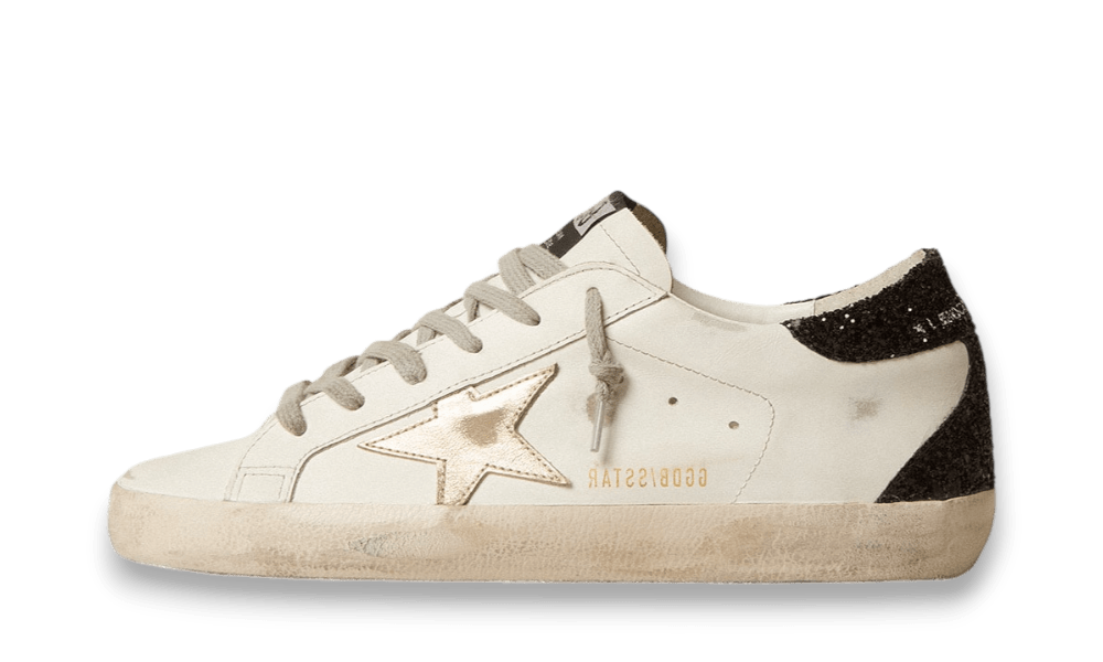 Golden Goose Super-Star White talloncino in glitter nero