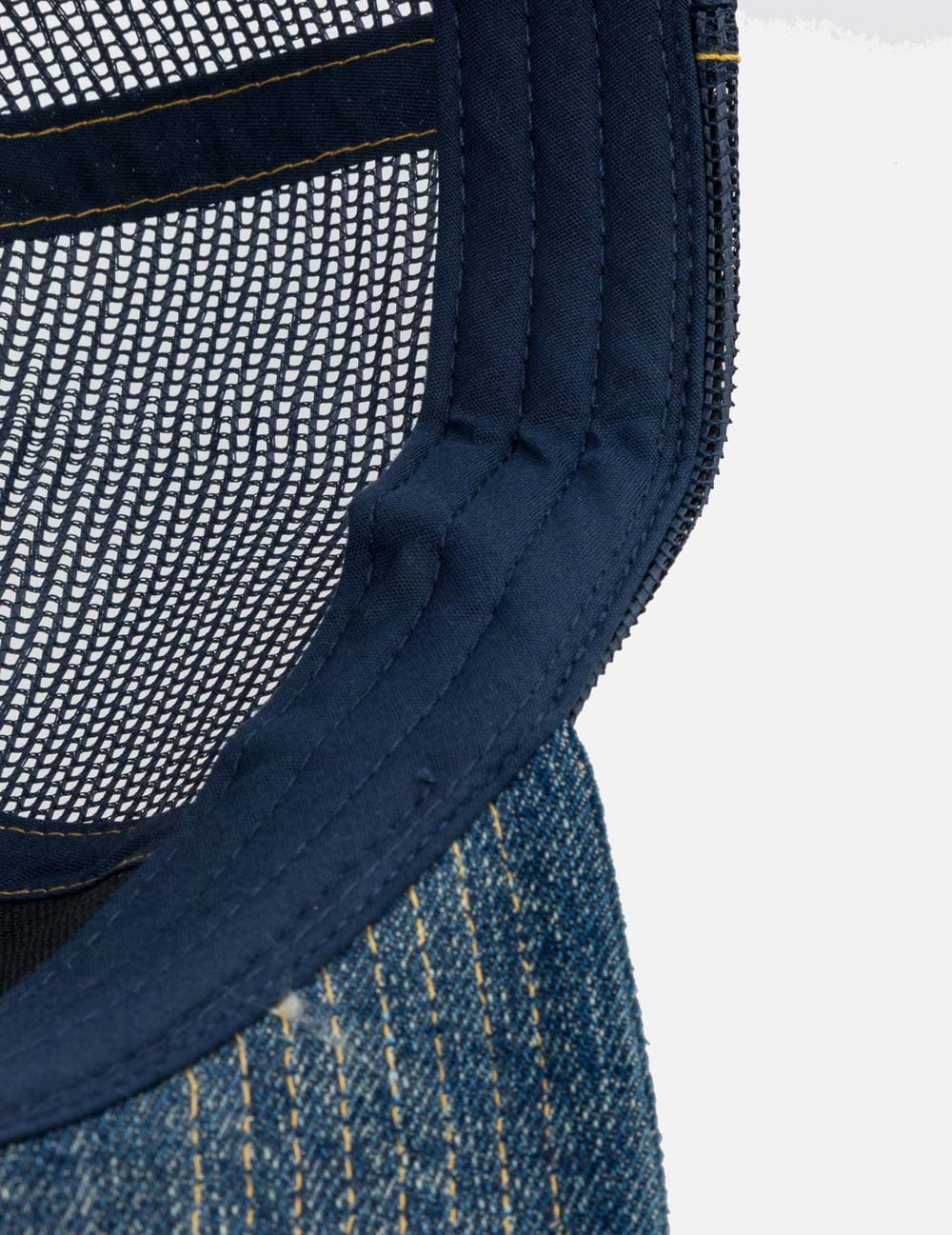 Evisu Seagull Pocket Denim Mesh Trucker Cap Navy