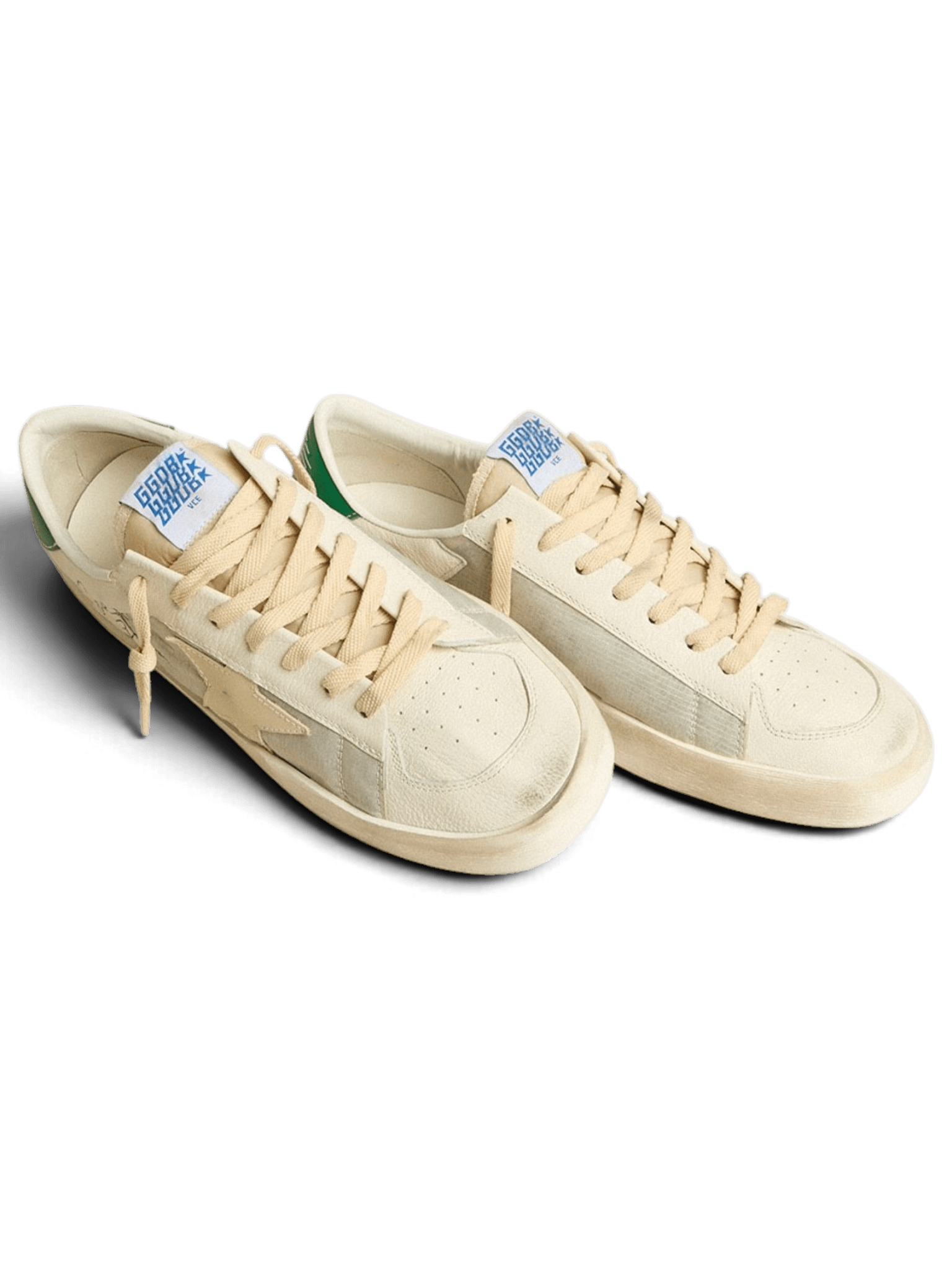 Golden Goose Stardan White With Leather Star And Green Heel