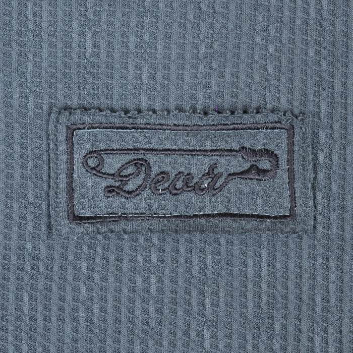 DEVÁ STATES WAFFLE KNIT ZIP-UP HOODIE - CROSS / BLUE