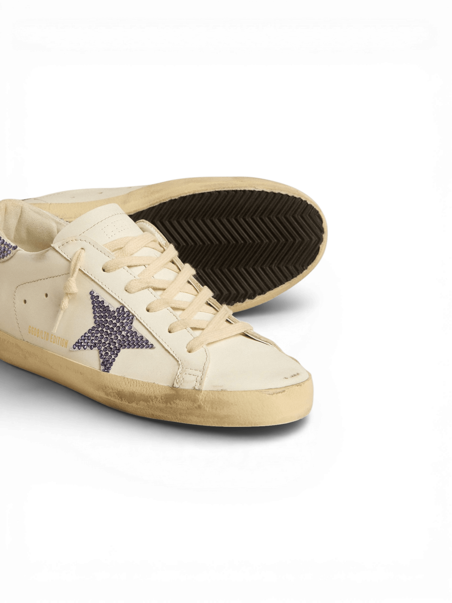 Golden Goose Super-Star White Cream Swarovski Heel