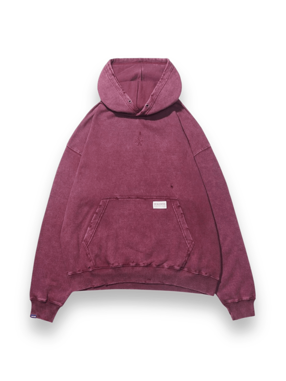 DEVÁ STATES Distressed Hoodie Cross Burgundy
