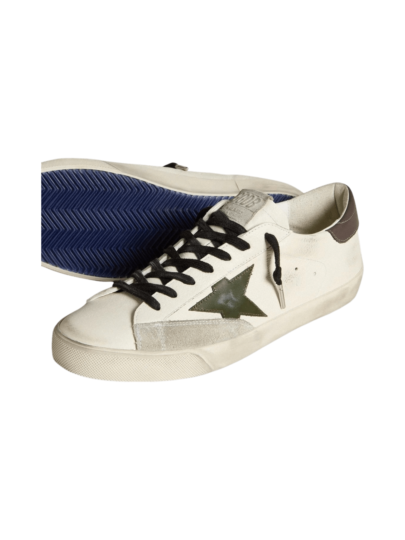 Golden Goose Super-Star In Nappa With Green Leather Star And Gray Leather Heel Tab