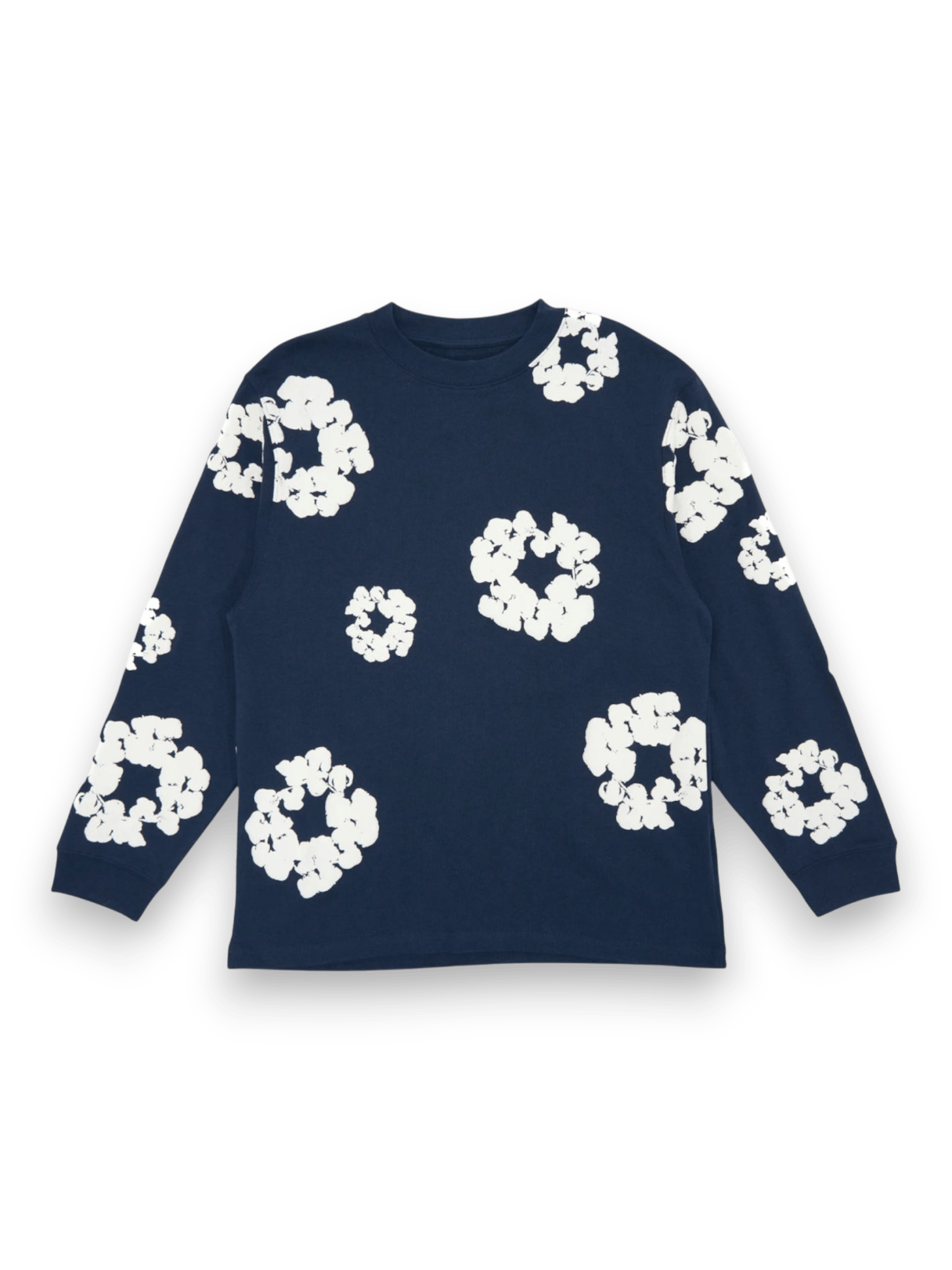 Denim Tears Long Sleeve Cotton Wreath T-shirt Navy