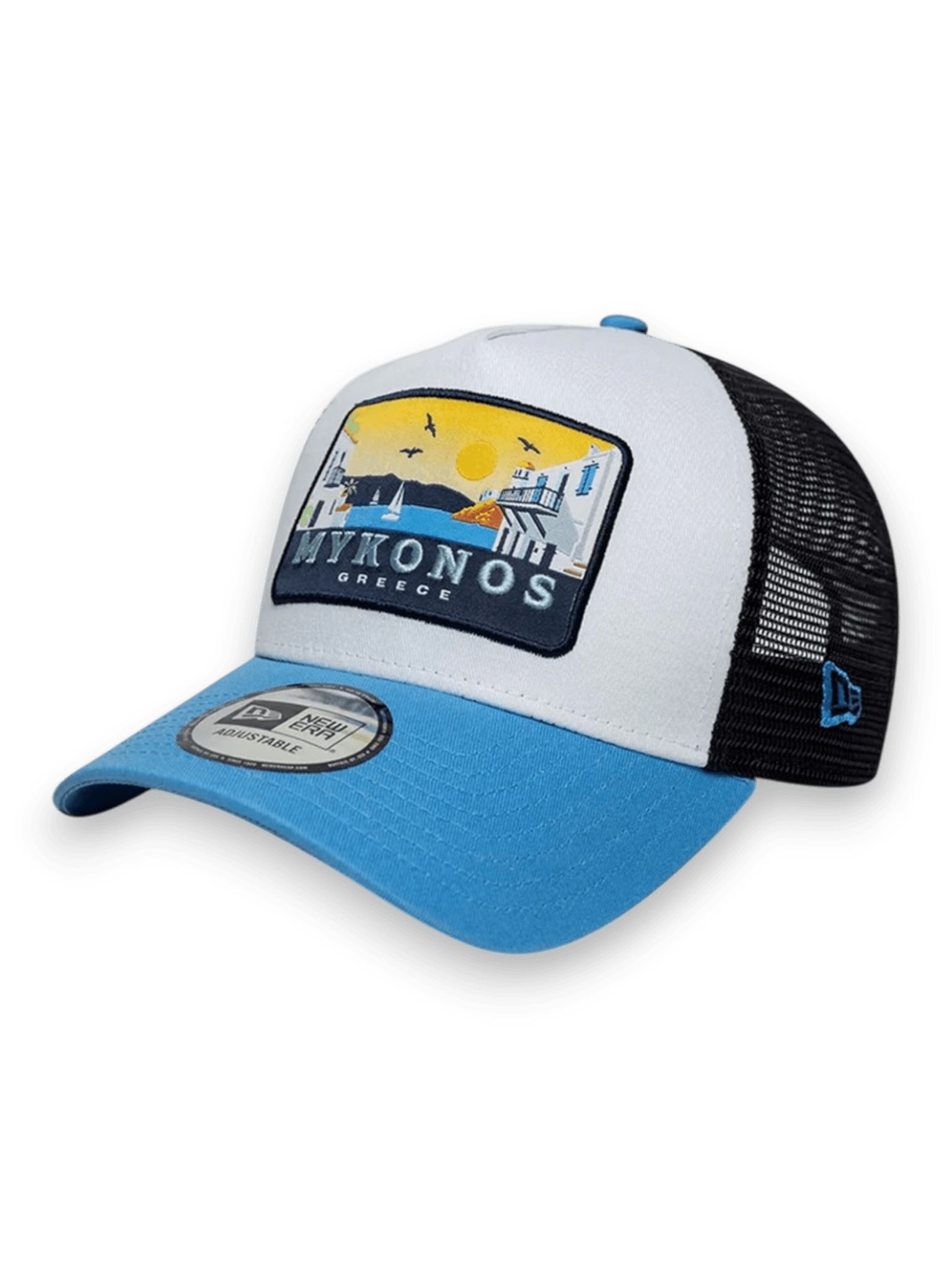 New Era 9FORTY A-Frame Trucker Mykonos azzurro pastello