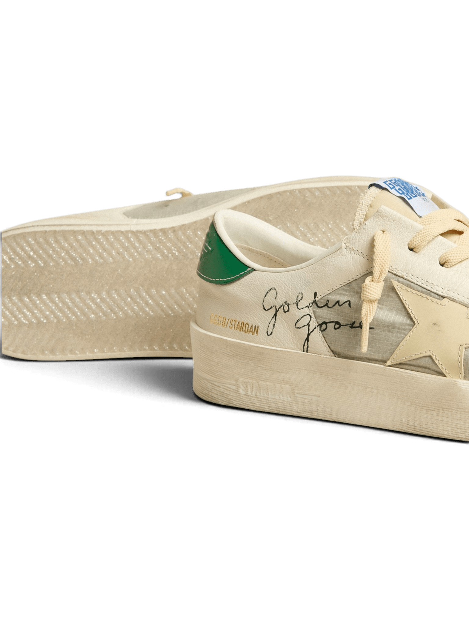 Golden Goose Stardan White With Leather Star And Green Heel