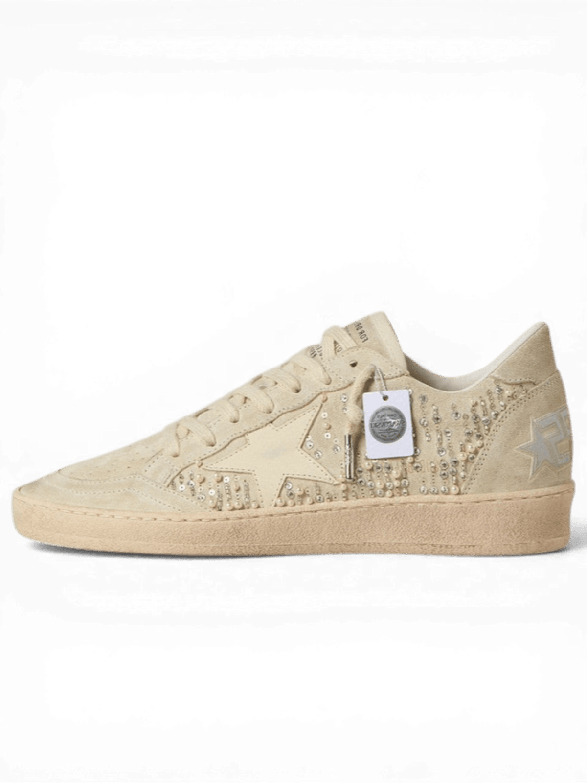 Golden Goose Ball Star In Suede With Swarovski Crystals And Pearls And Leather Star