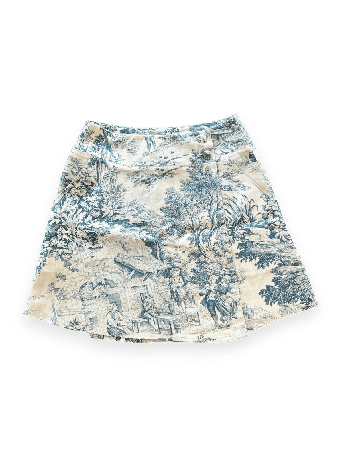 Franck Same Cotton Wrap Mini Skirt With Toile De Jouy Print