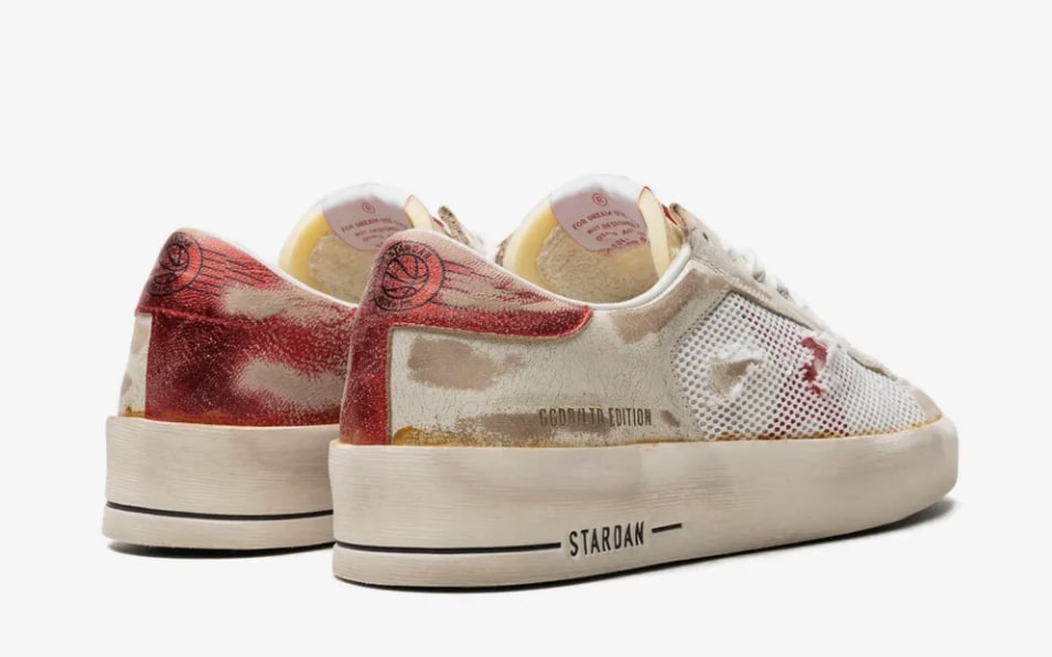 Golden Goose Stardan Laminated Leather White Red