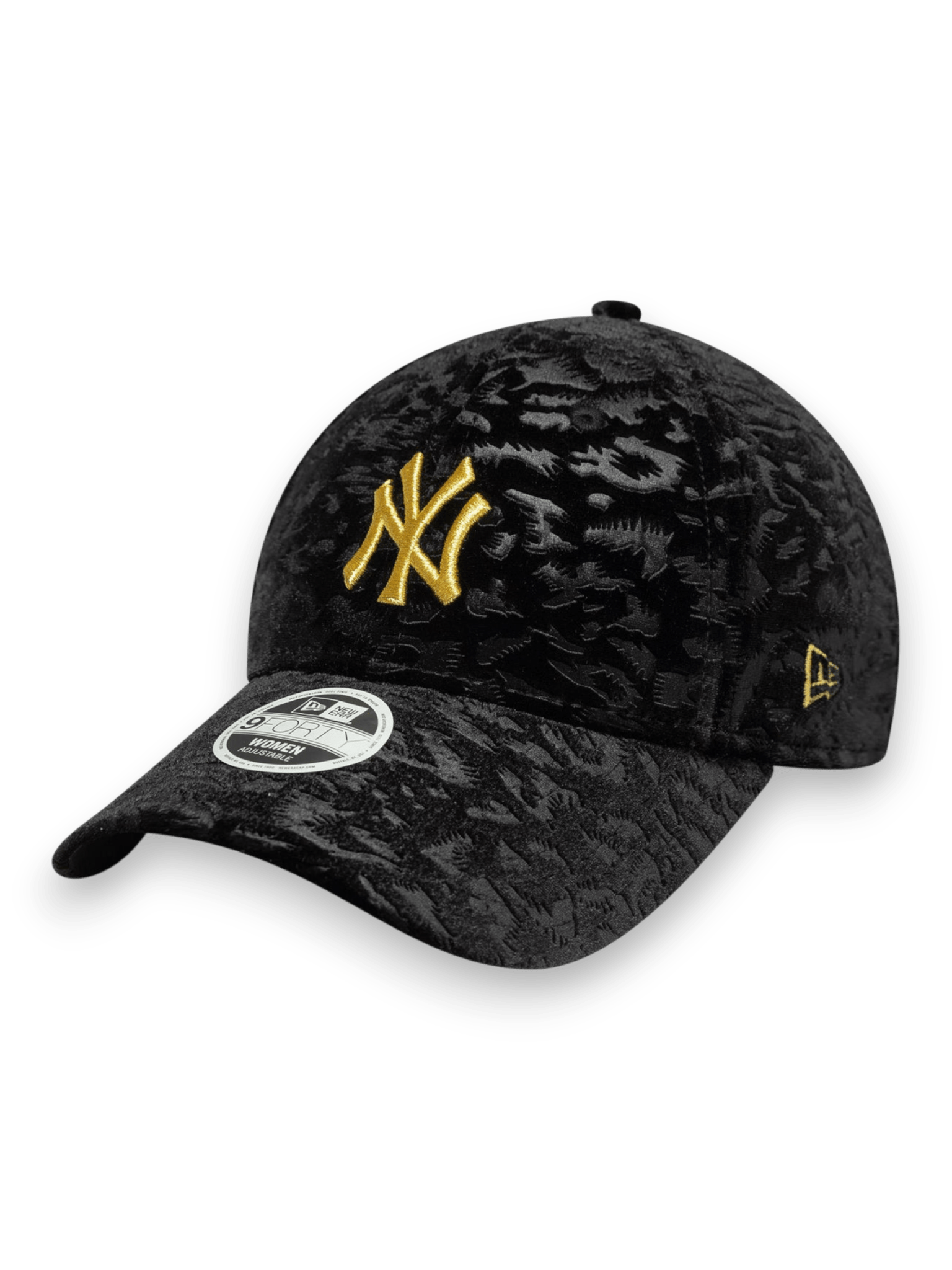 New York Yankees Womens MLB Leo Velour Black 9FORTY Adjustable Cap