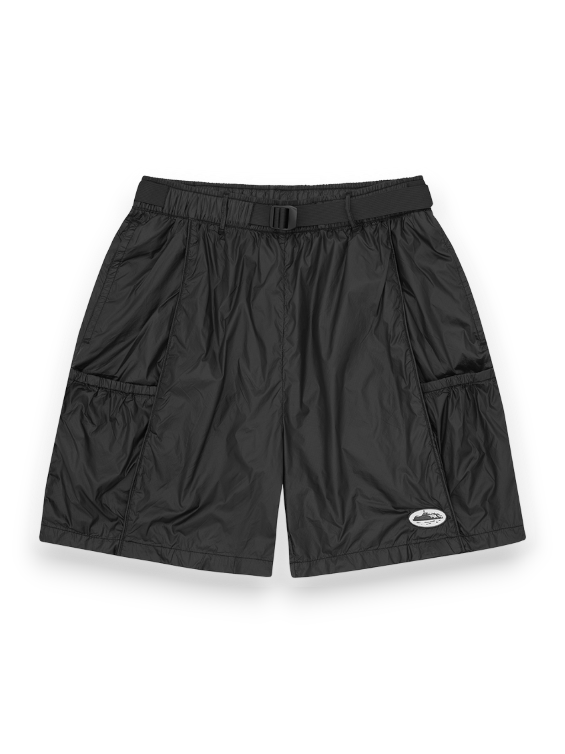 CORTEIZ ALCATRAZ NYLON PATCH SHORTS BLACK