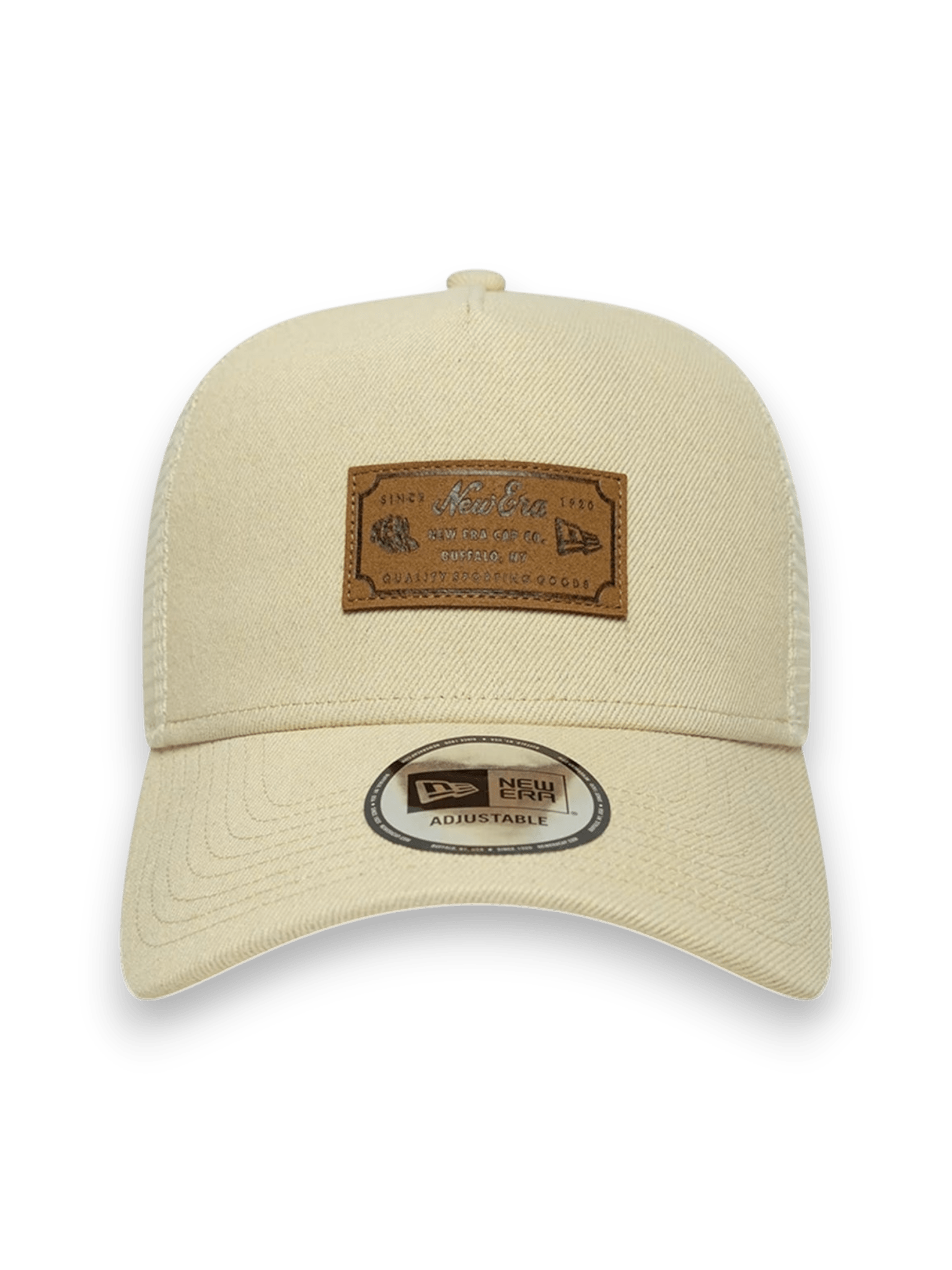 New Era Cap 9FORTY A-Frame Trucker New Era Leather Patch Beige