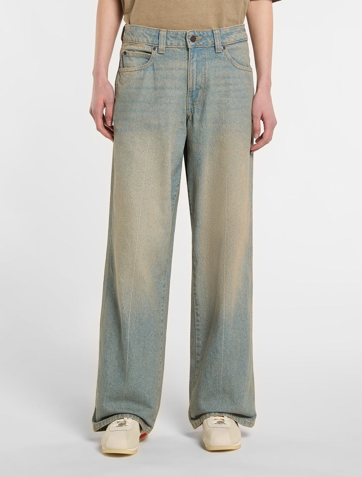 Dickies Women's Leesburg Mid Waist Relaxed Straight Jeans Light Aged Fade