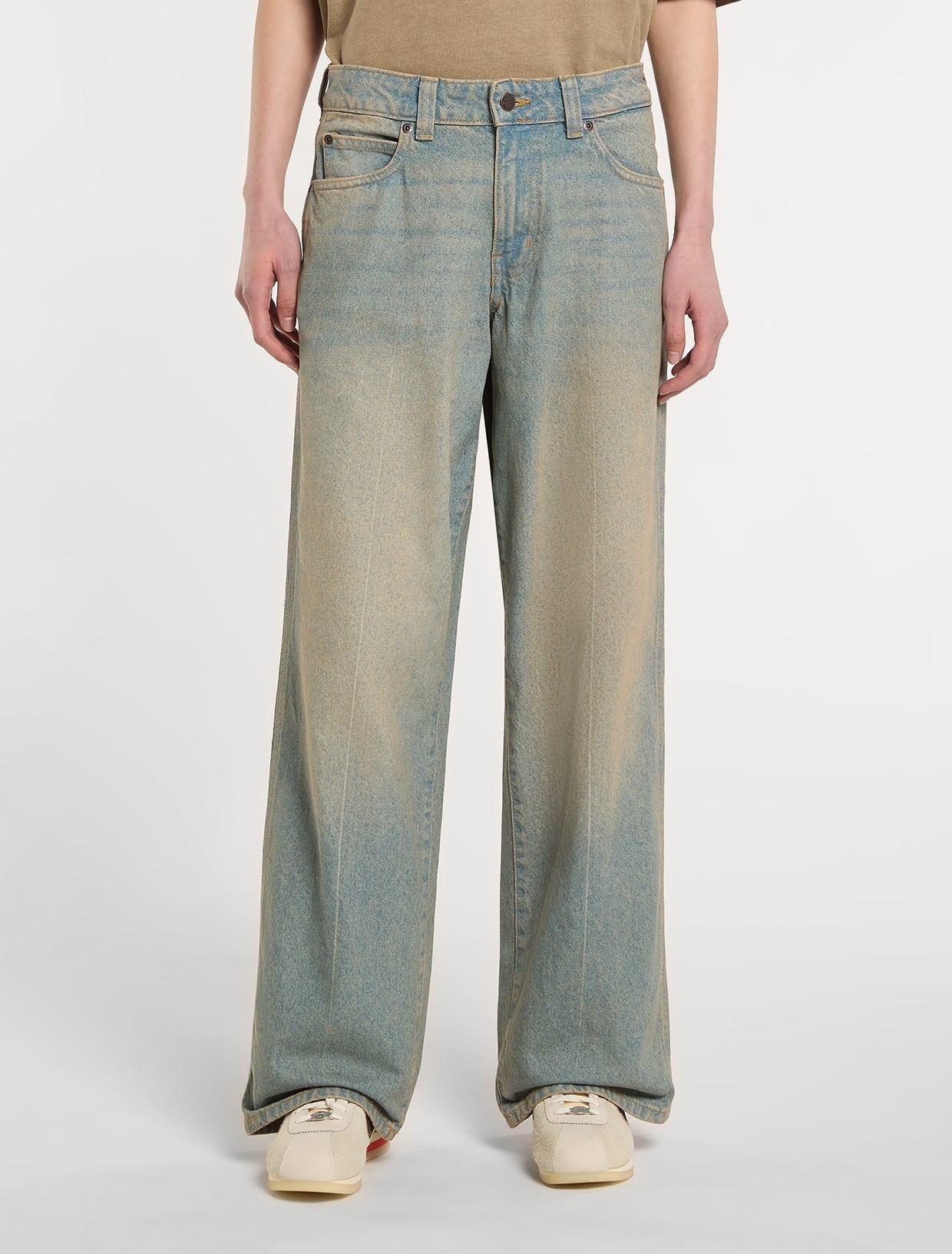 Dickies Women's Leesburg Mid Waist Relaxed Straight Jeans Light Aged Fade