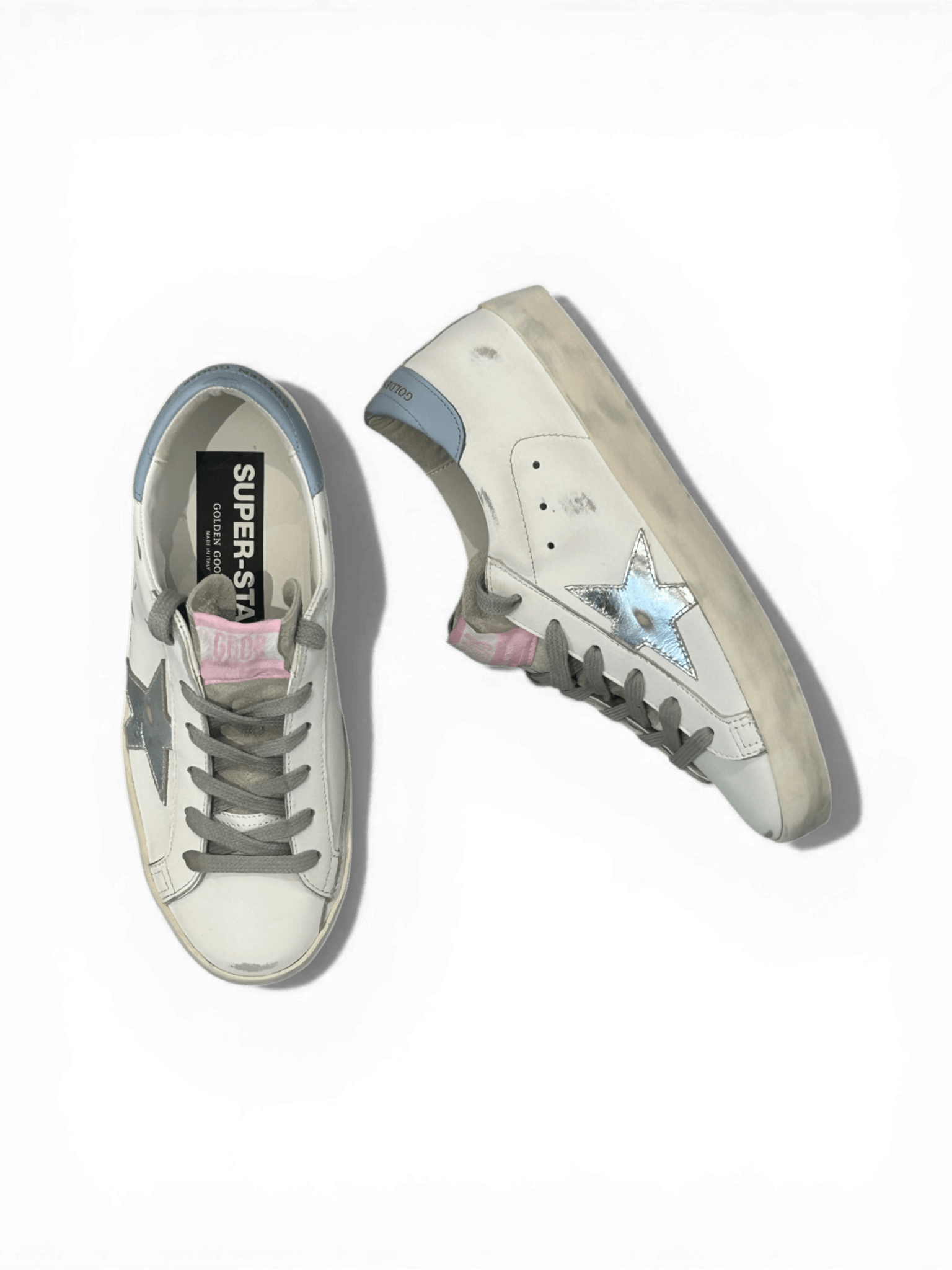 Golden Goose Super-Star Leather White And Laminated Star