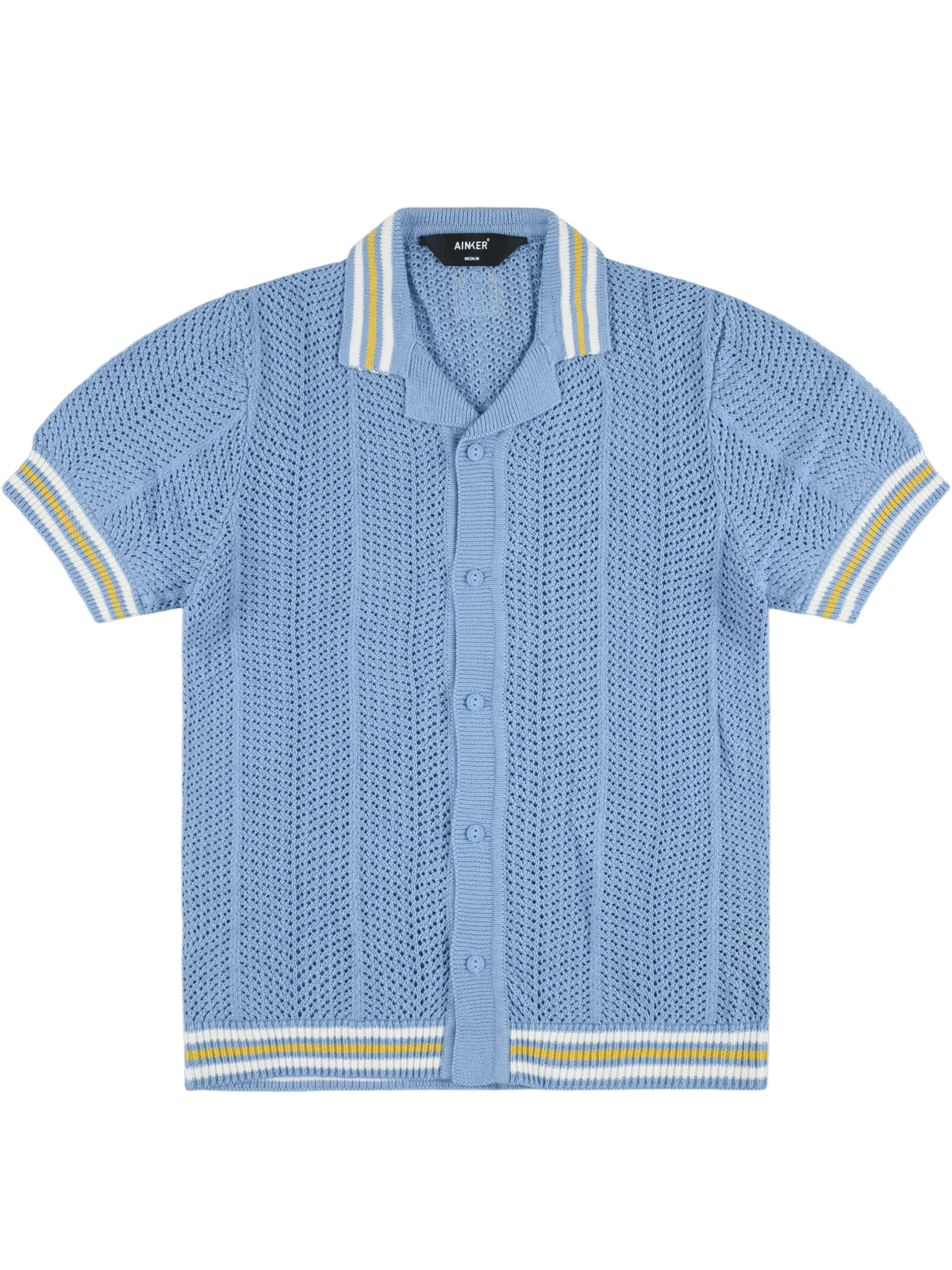 AINKER 802 Blue Knit Button Shirt
