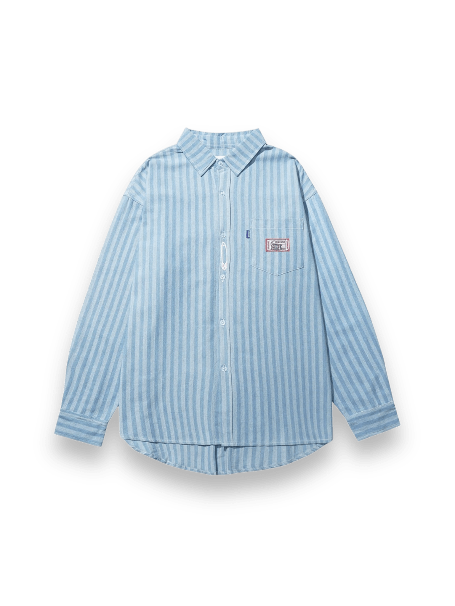 DEVÁ STATES Striped Denim Workshirt PINS Blue