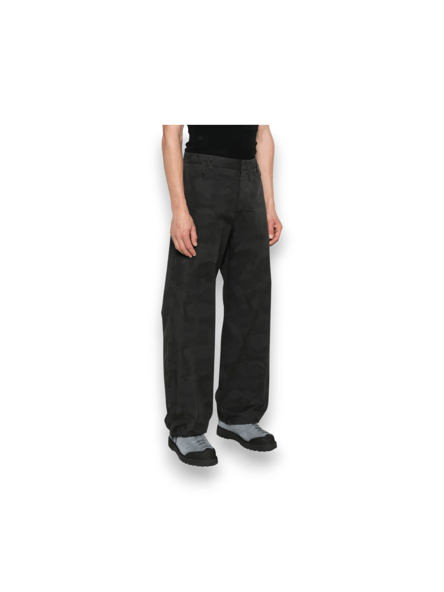 STAY HUMAN ON EARTH RIPSTOP TROUSERS BLACK CAMO