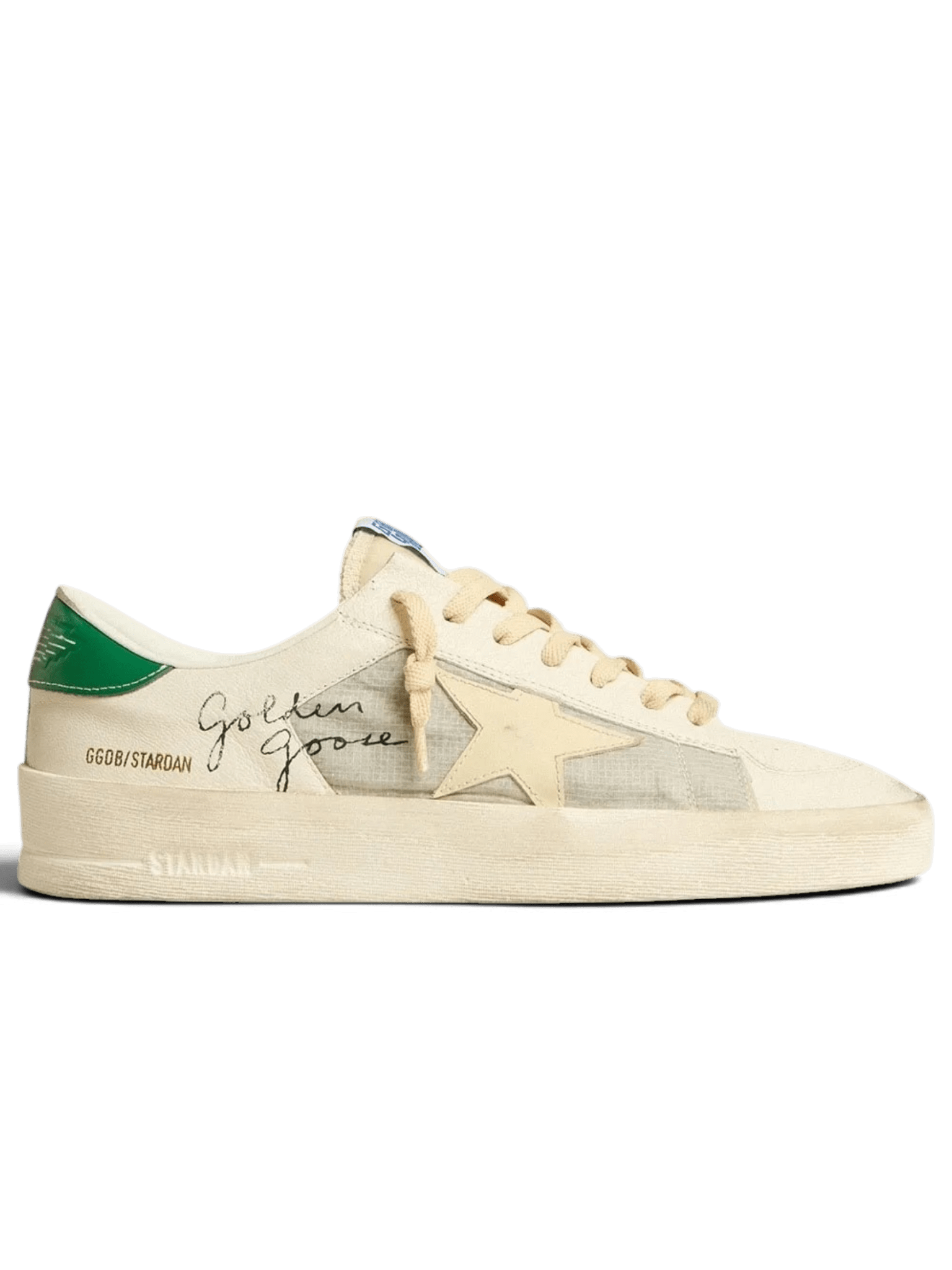 Golden Goose Stardan White With Leather Star And Green Heel