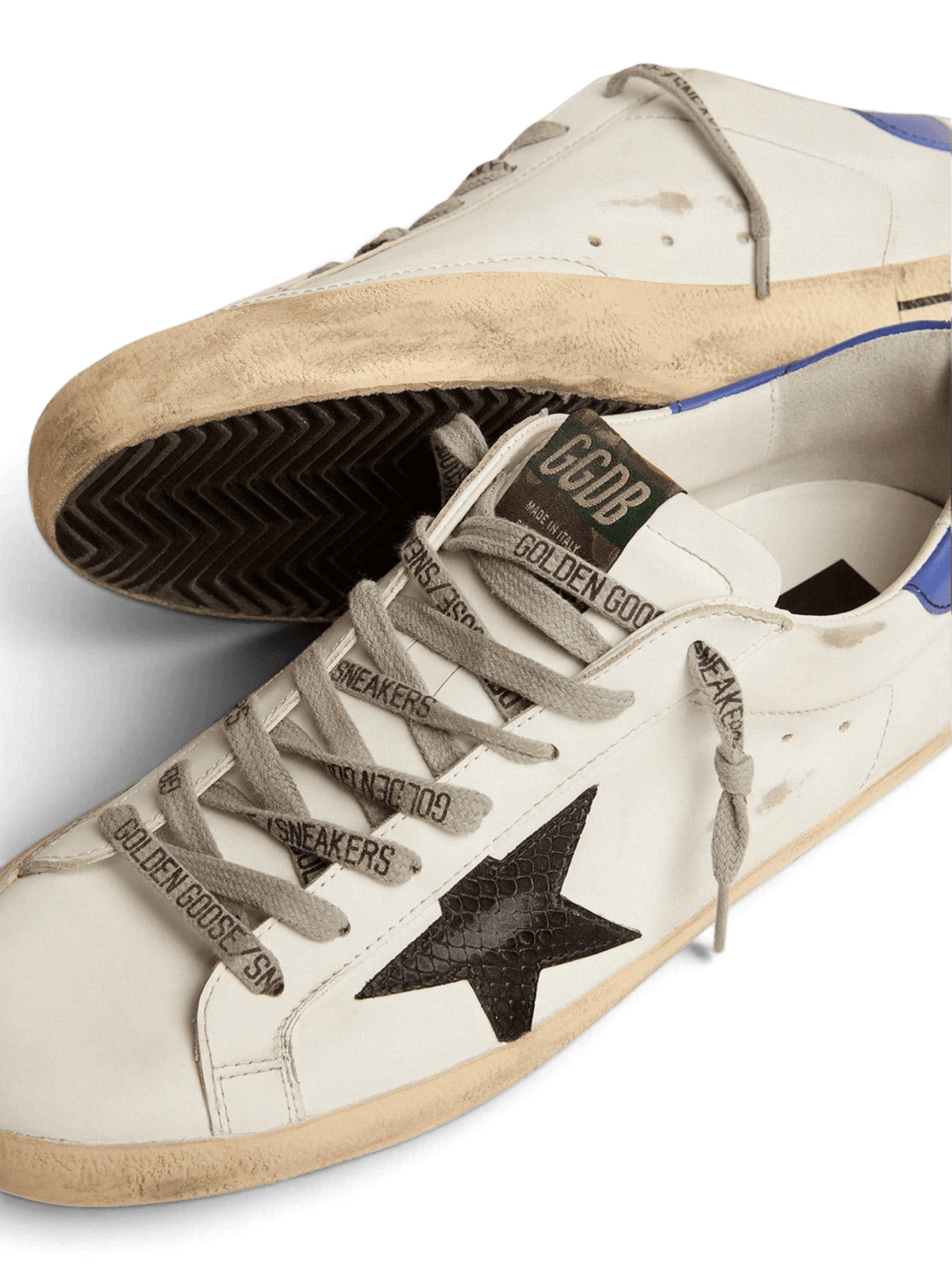 Golden Goose Superstar White Blue Flat